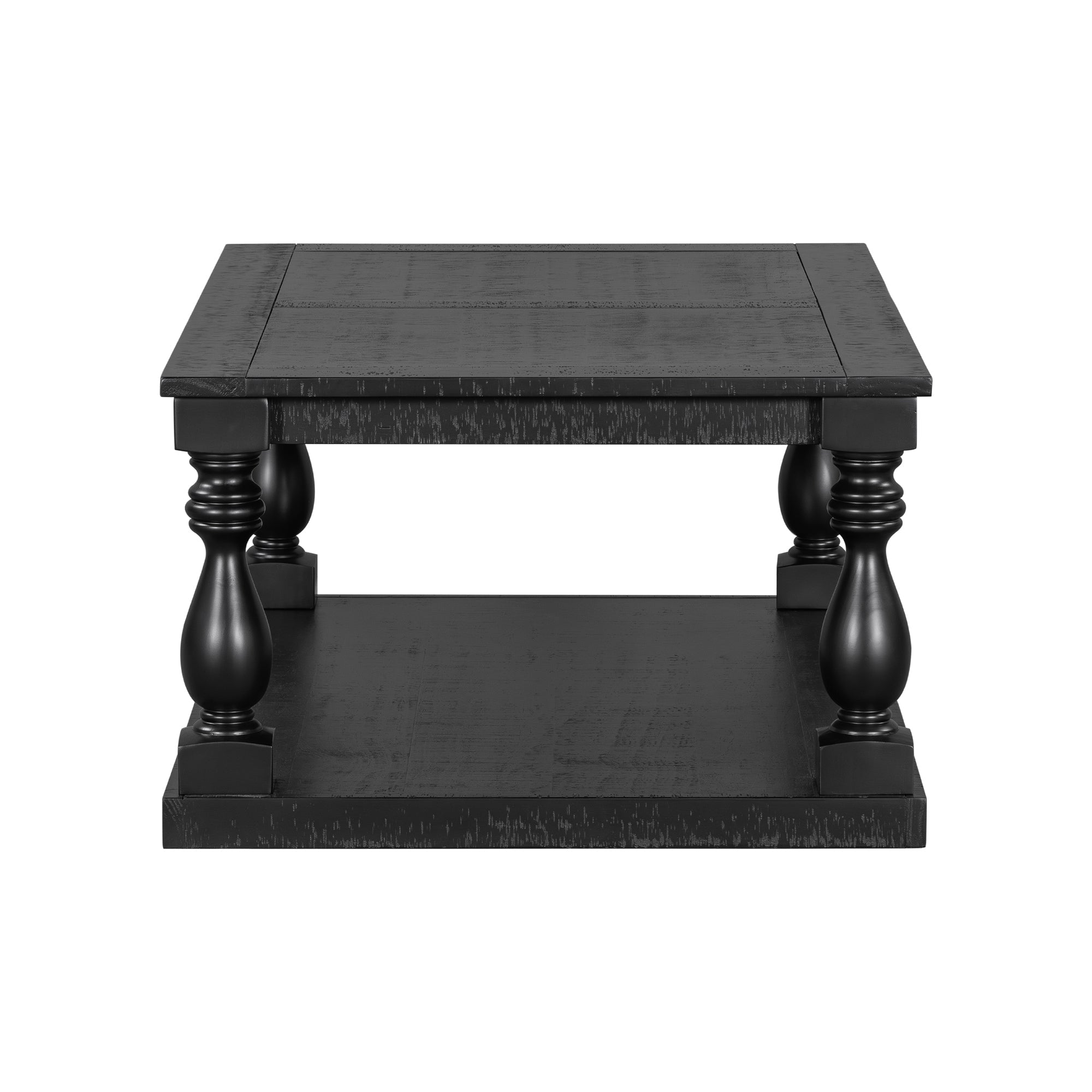 Farmhouse Turned-Leg Coffee Table with Bottom Shelf
