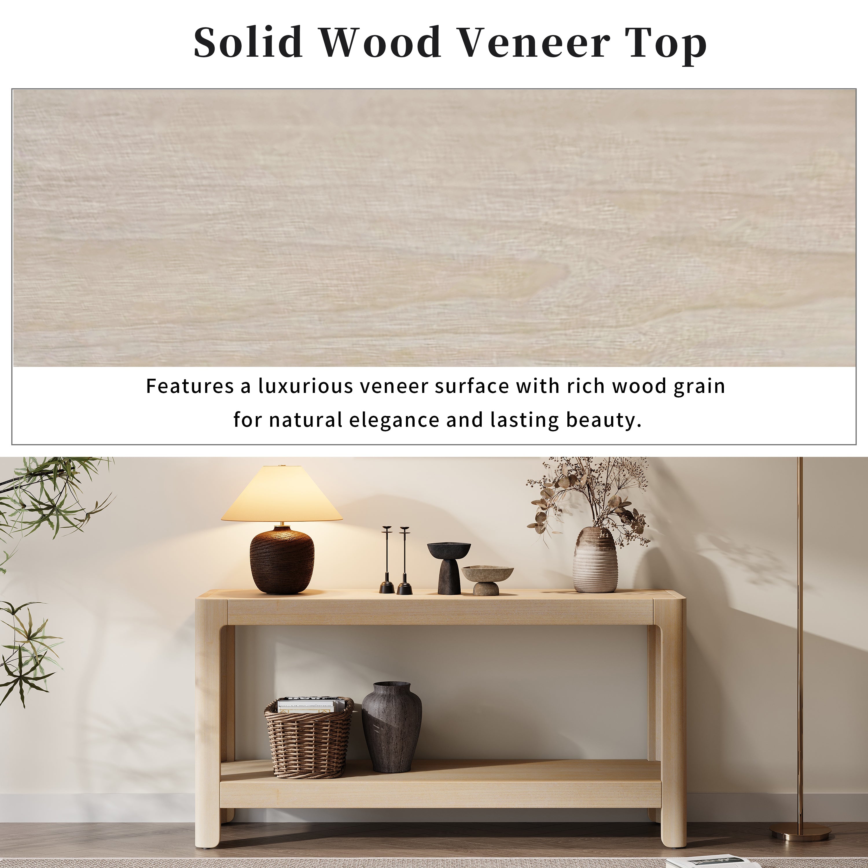 Modern Farmhouse Minimalist Rounded Console Table