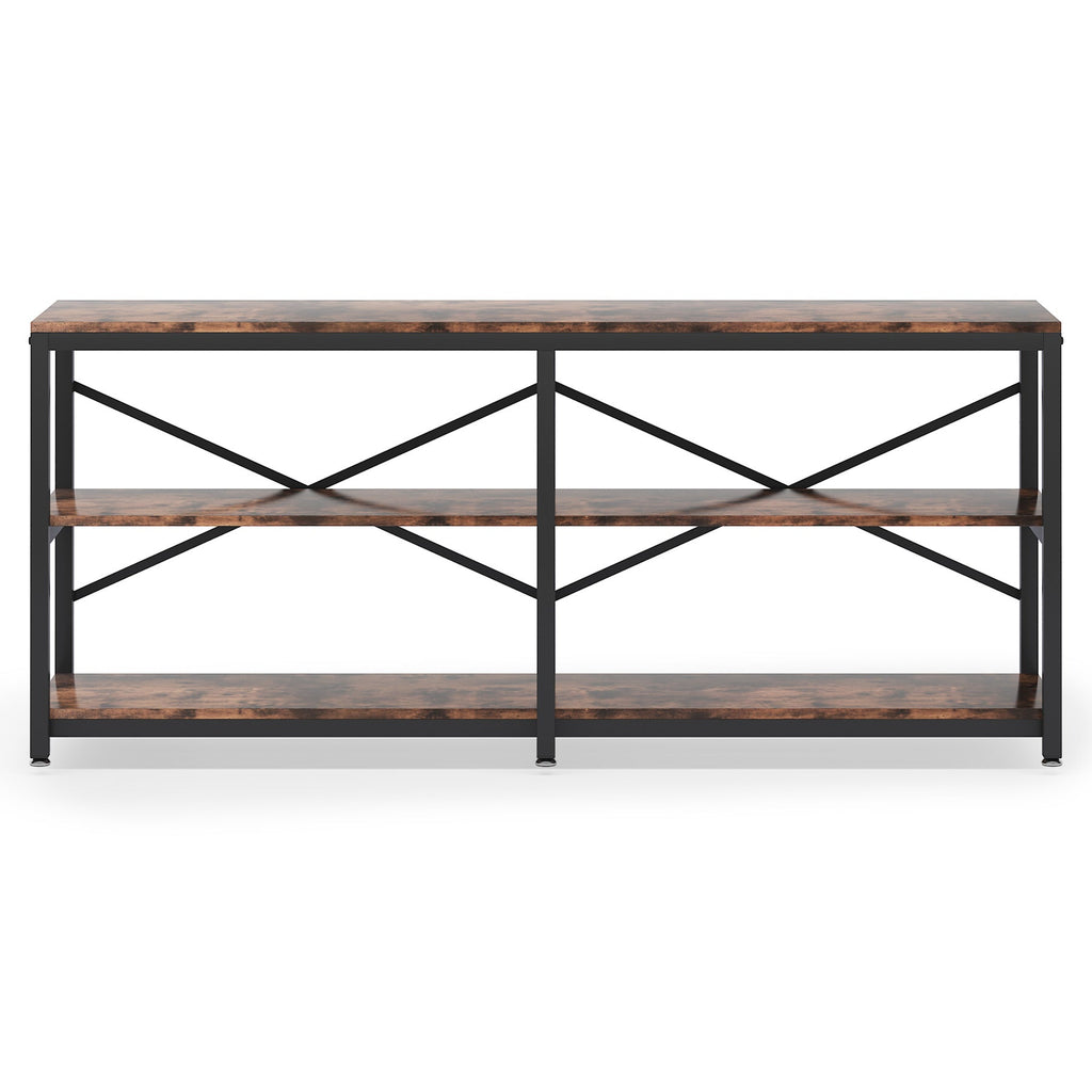 Runford Modern Entryway Table with Metal Frame & X-Back Design
