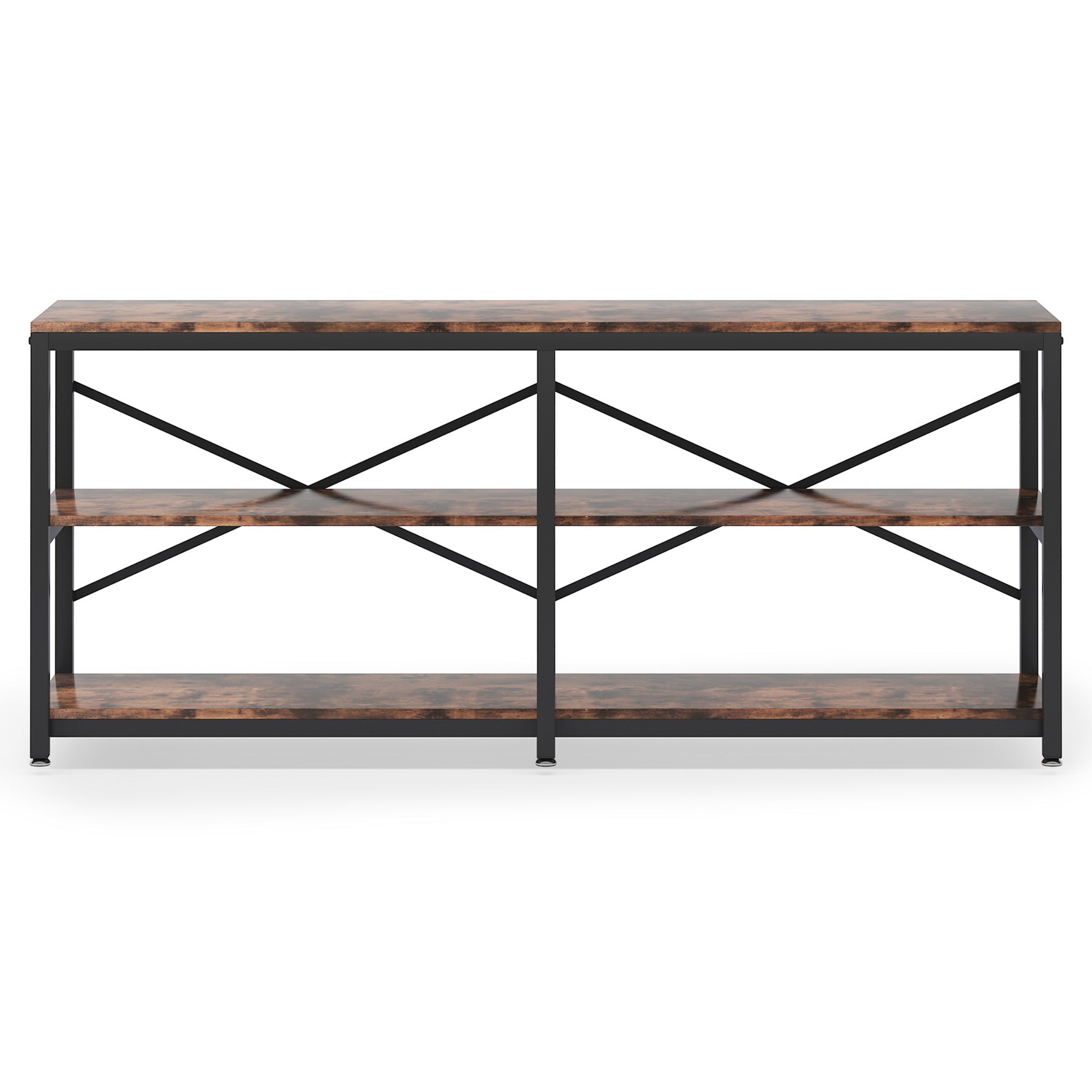 Runford Modern Entryway Table with Metal Frame & X-Back Design