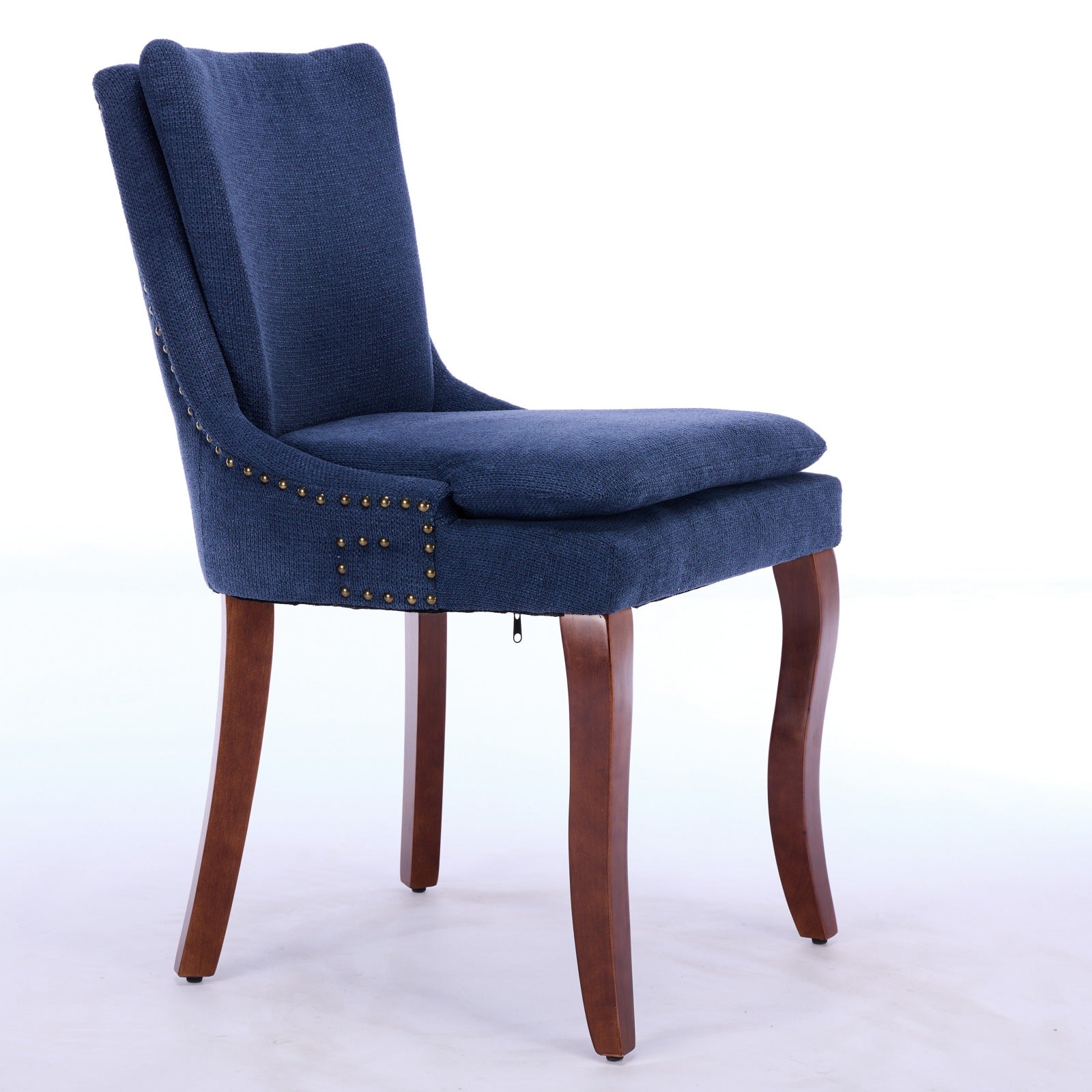ChenilleUpholstered Dining Chairs with Curved Solid Wood Legs, Set of 2