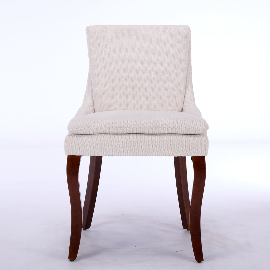 ChenilleUpholstered Dining Chairs with Curved Solid Wood Legs, Set of 2