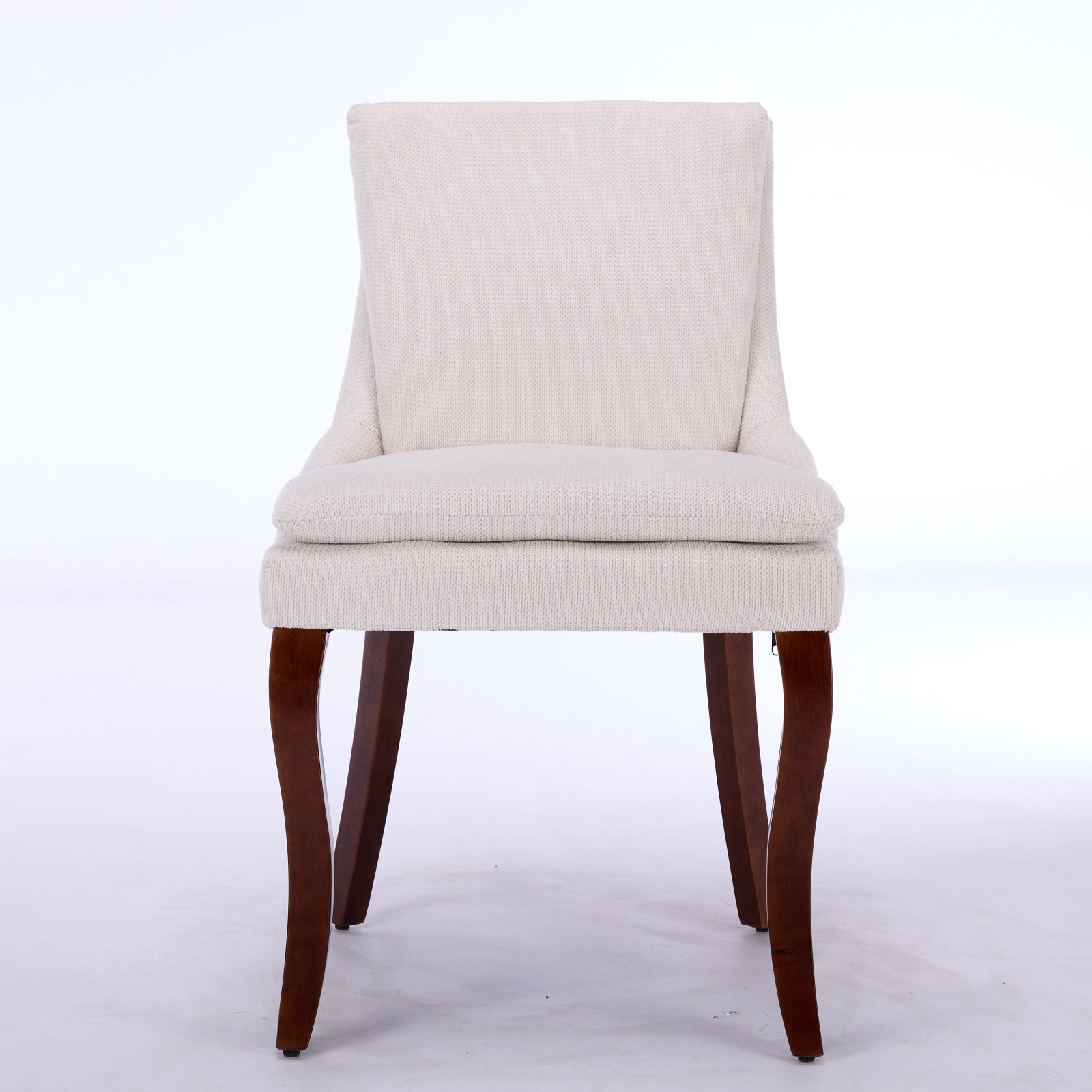 ChenilleUpholstered Dining Chairs with Curved Solid Wood Legs, Set of 2