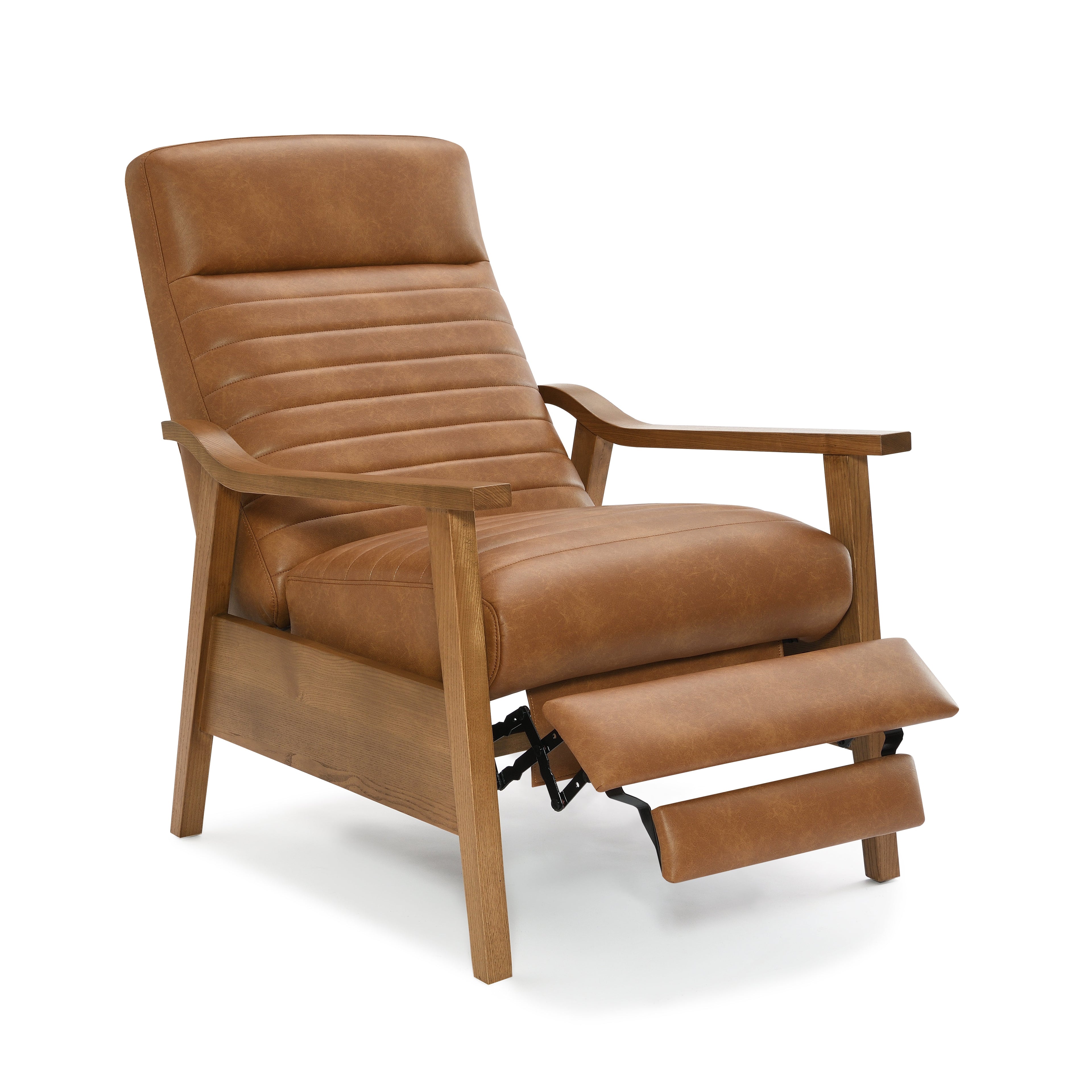 Asher Faux Leather & Wood Arm Push Back Recliner