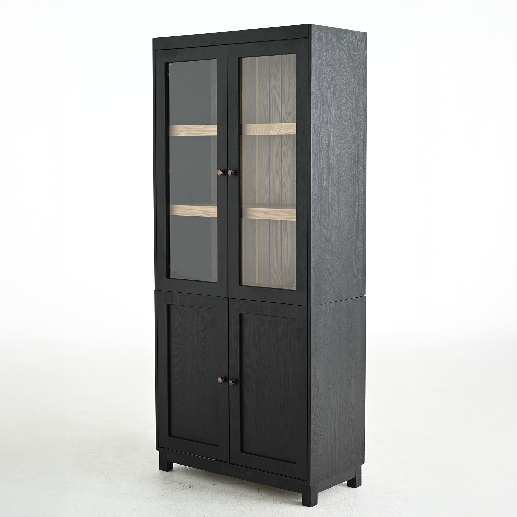 Mid-Century Modern Style Tall Display Cabinet with Glass Doors