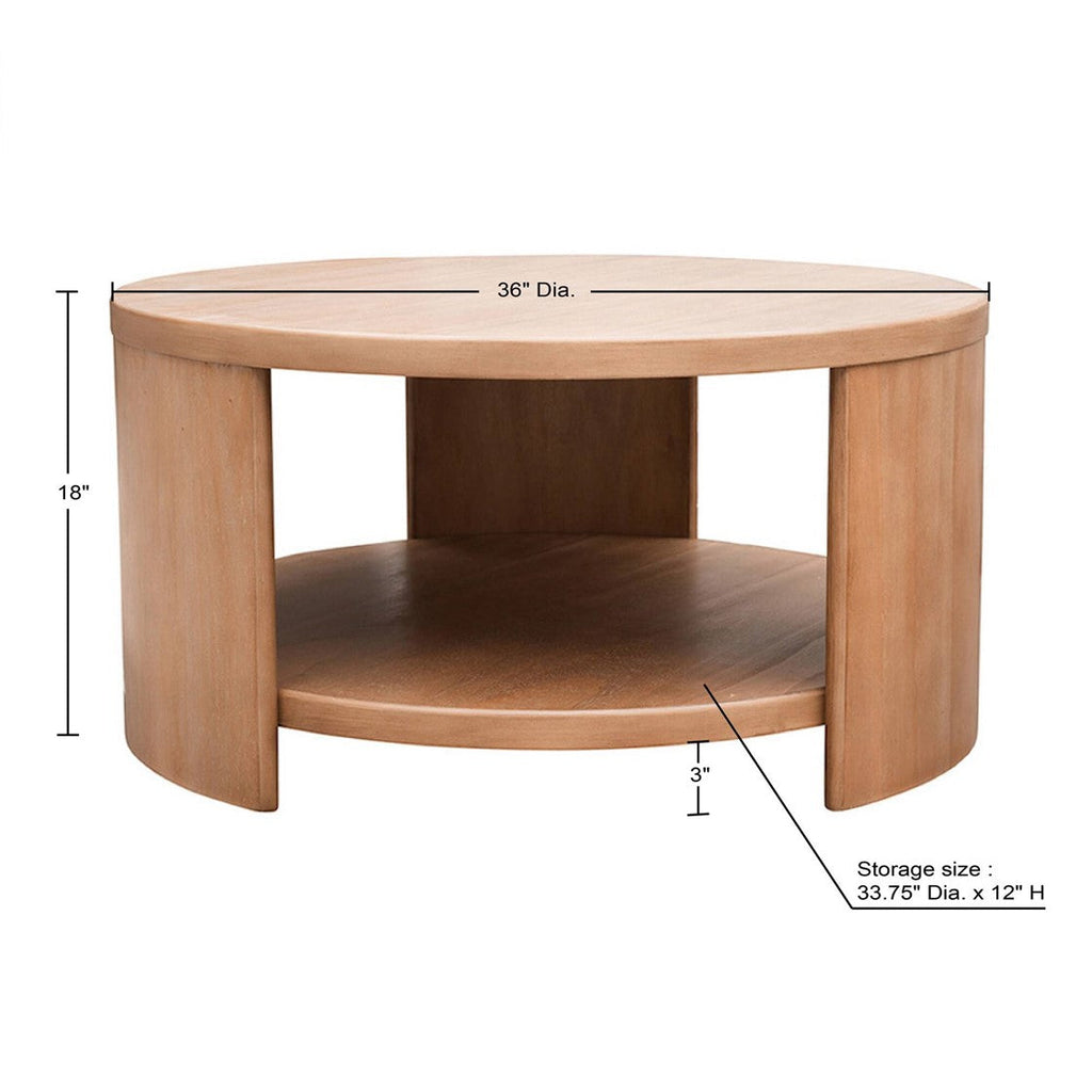 Modern Minimalist Round Coffee Table with Shelf Storage