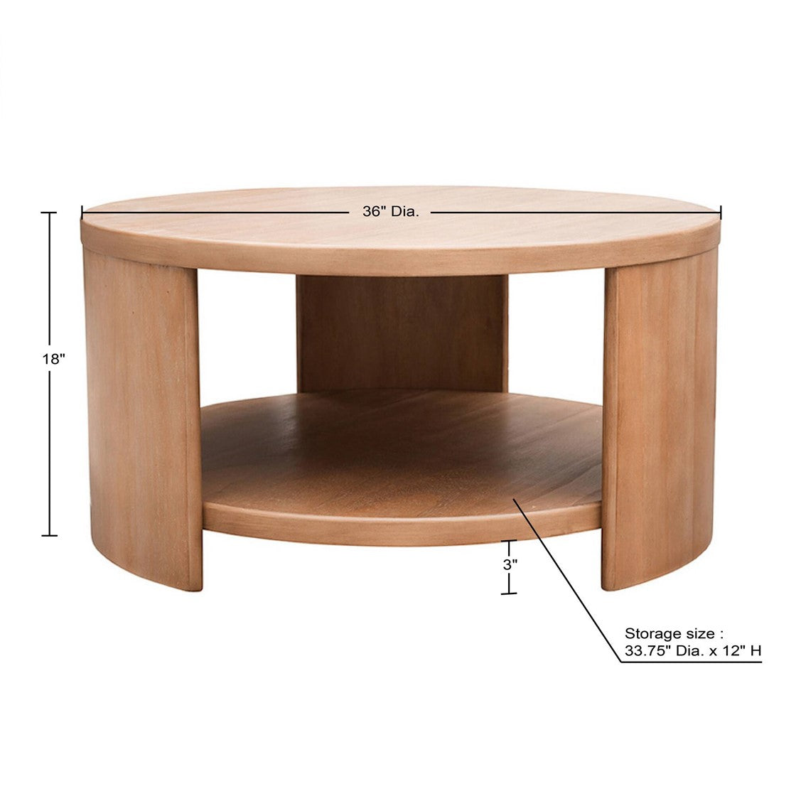 Modern Minimalist Round Coffee Table with Shelf Storage