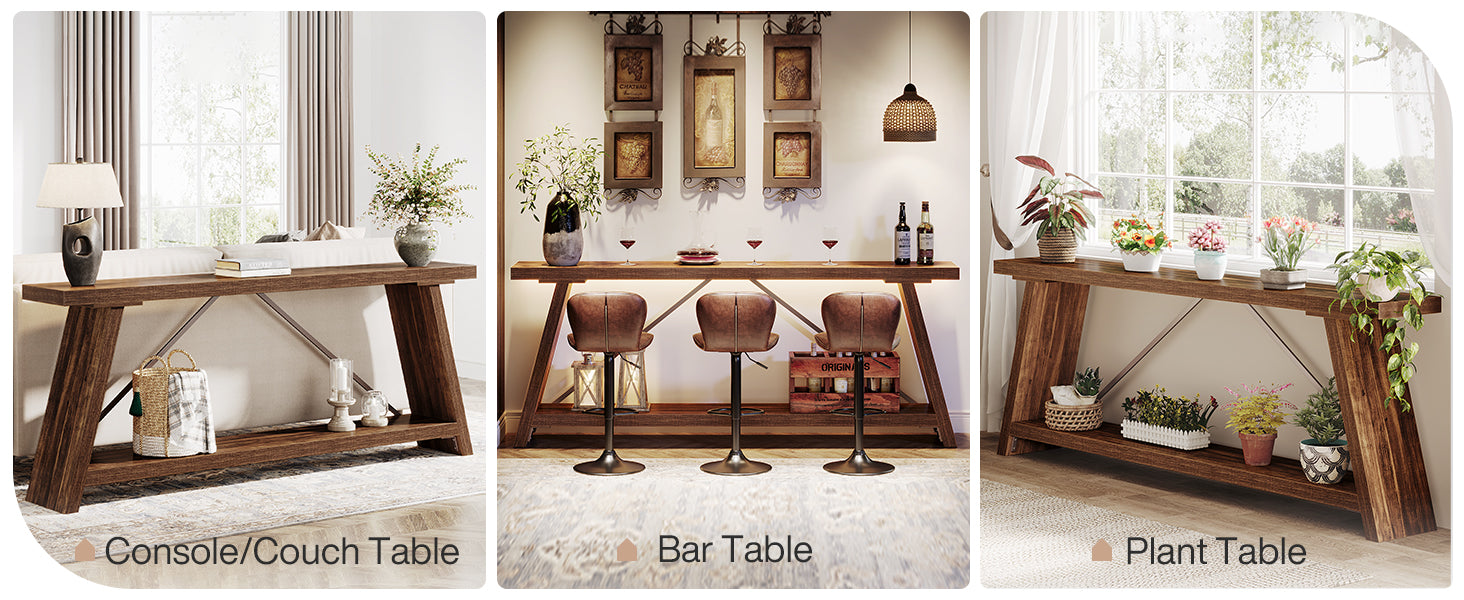Willowford Industrial Console Table with 2-Tier Storage Shelves