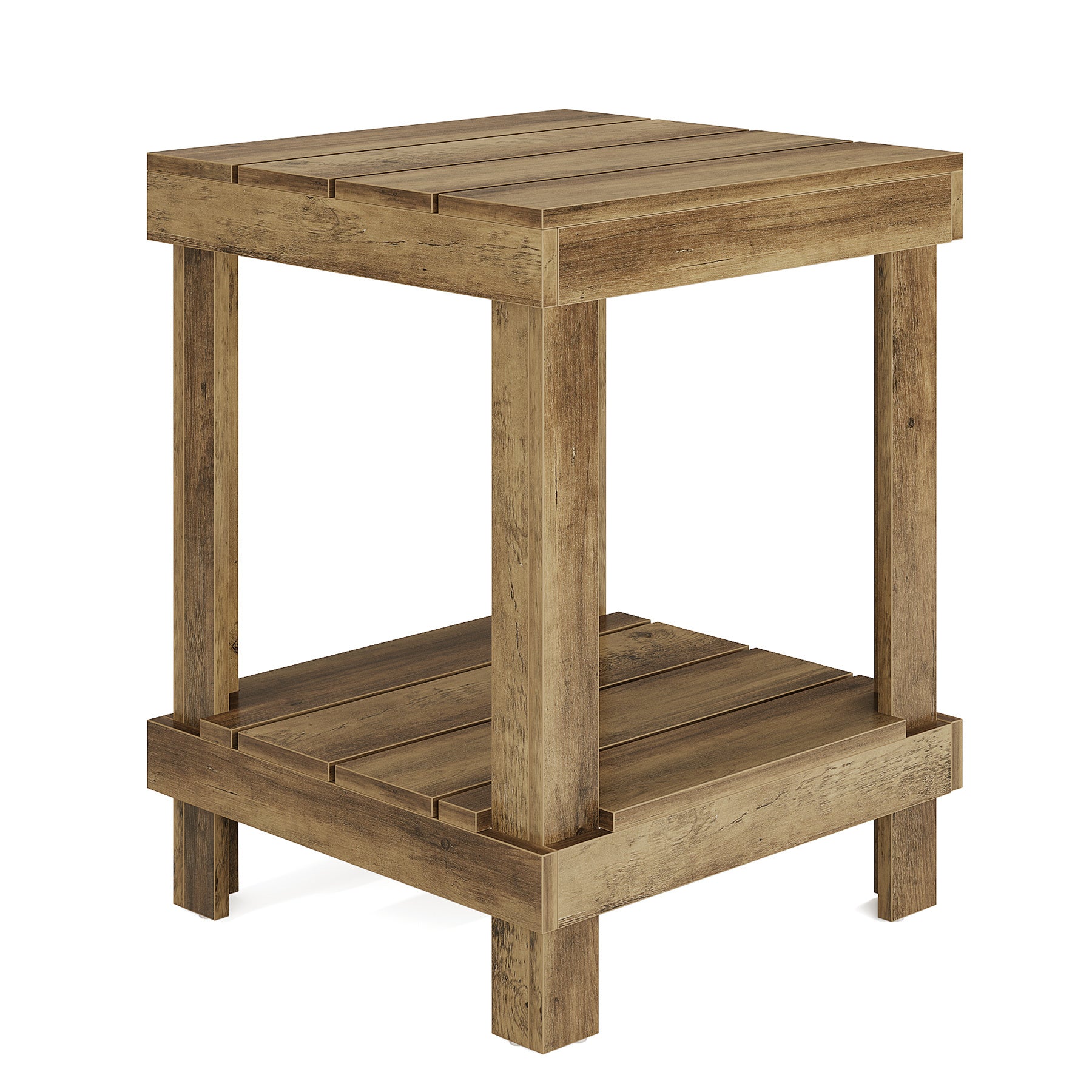 Radford 2-Tier Wooden End Table with Open Storage Shelves
