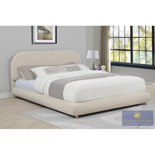 Ct-04 Queen Curved Upholstered Platform Bed