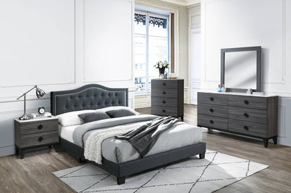 Benjamin Upholstered Platform Bed Frame - Charcoal
