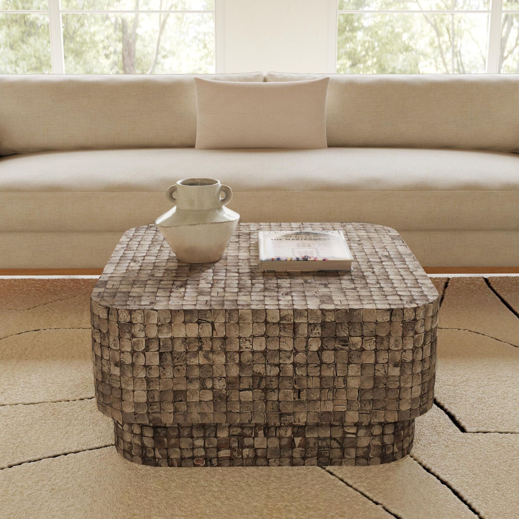 Samoa Square Coconut Shell Coffee Table