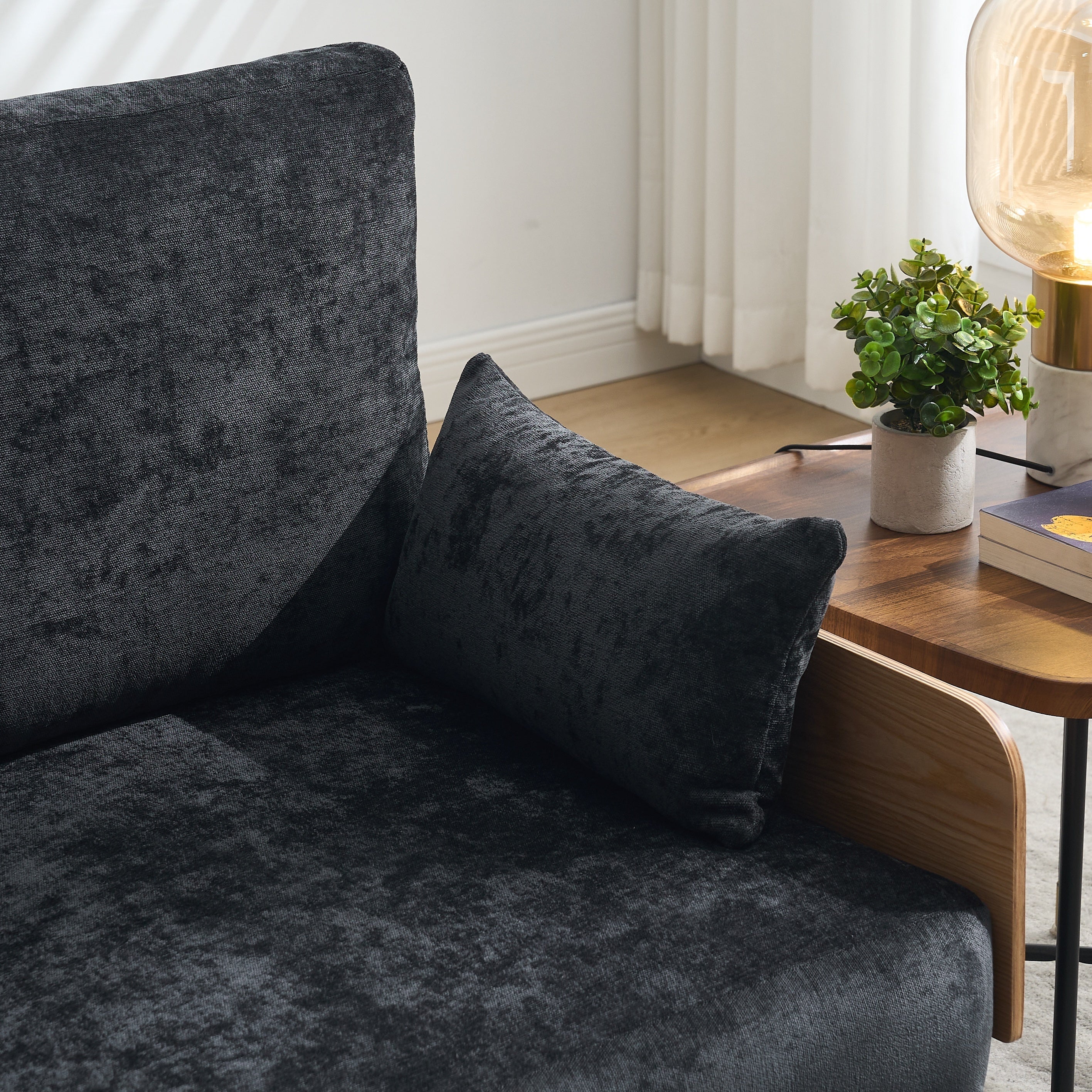 Mid-Century Modern Chenille Foldable Sofa Bed Recliner