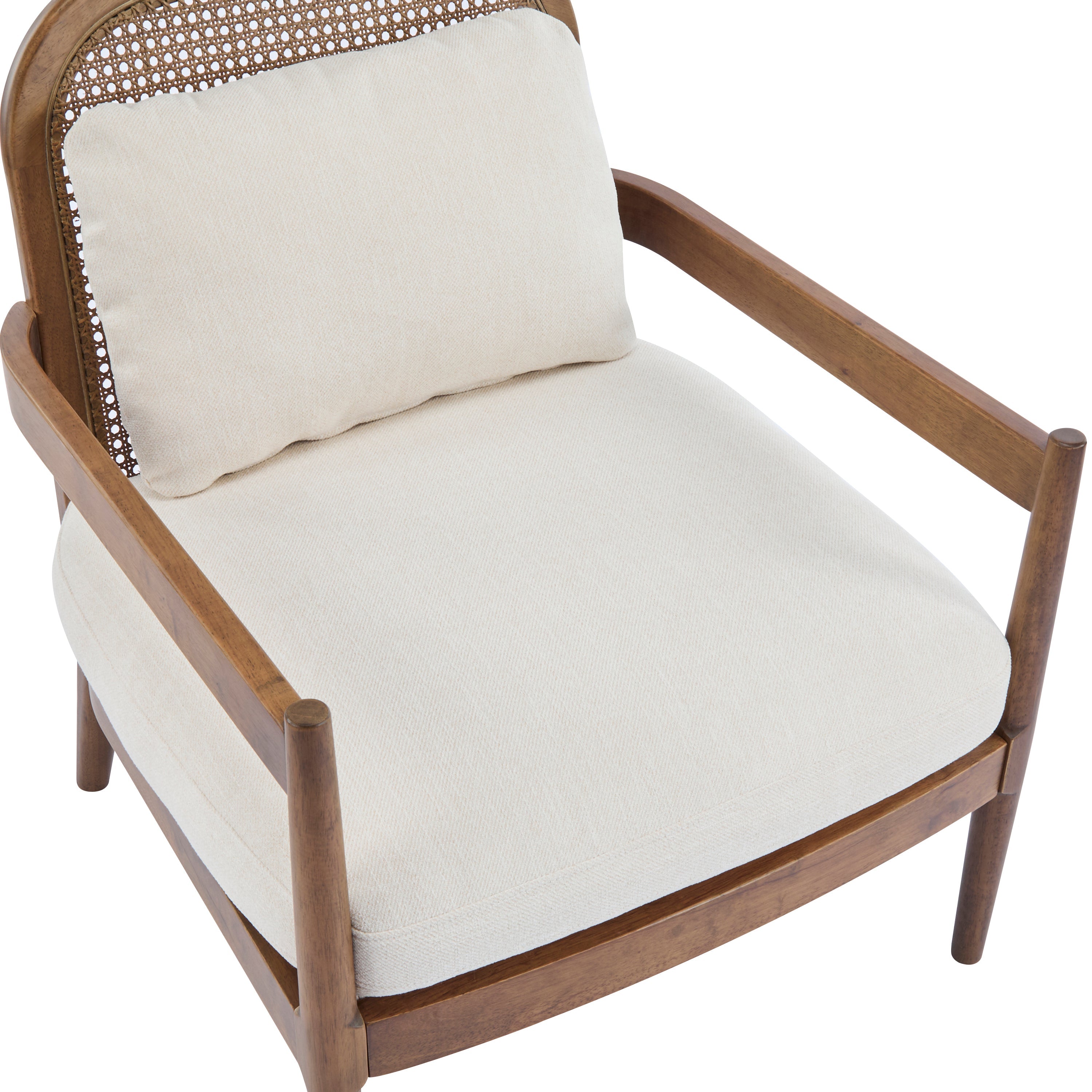 Elliston Rattan Backrest Solid Wood Accent Chair with Cushions, Set of 2