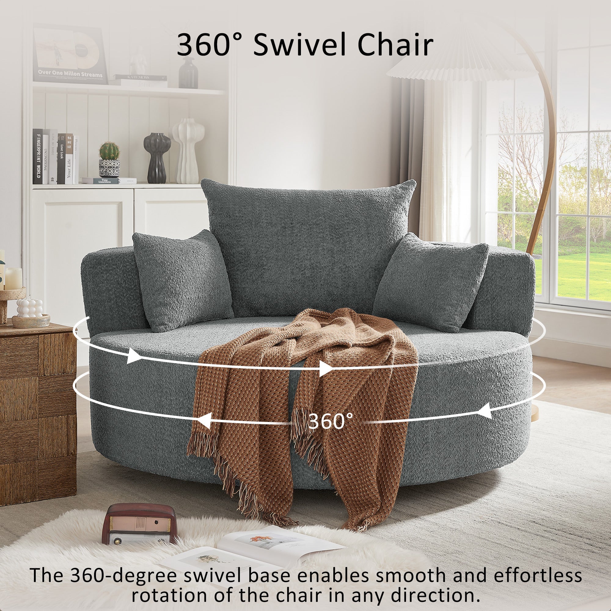 Crossley Oversized Swivel Barrel Accent Chair