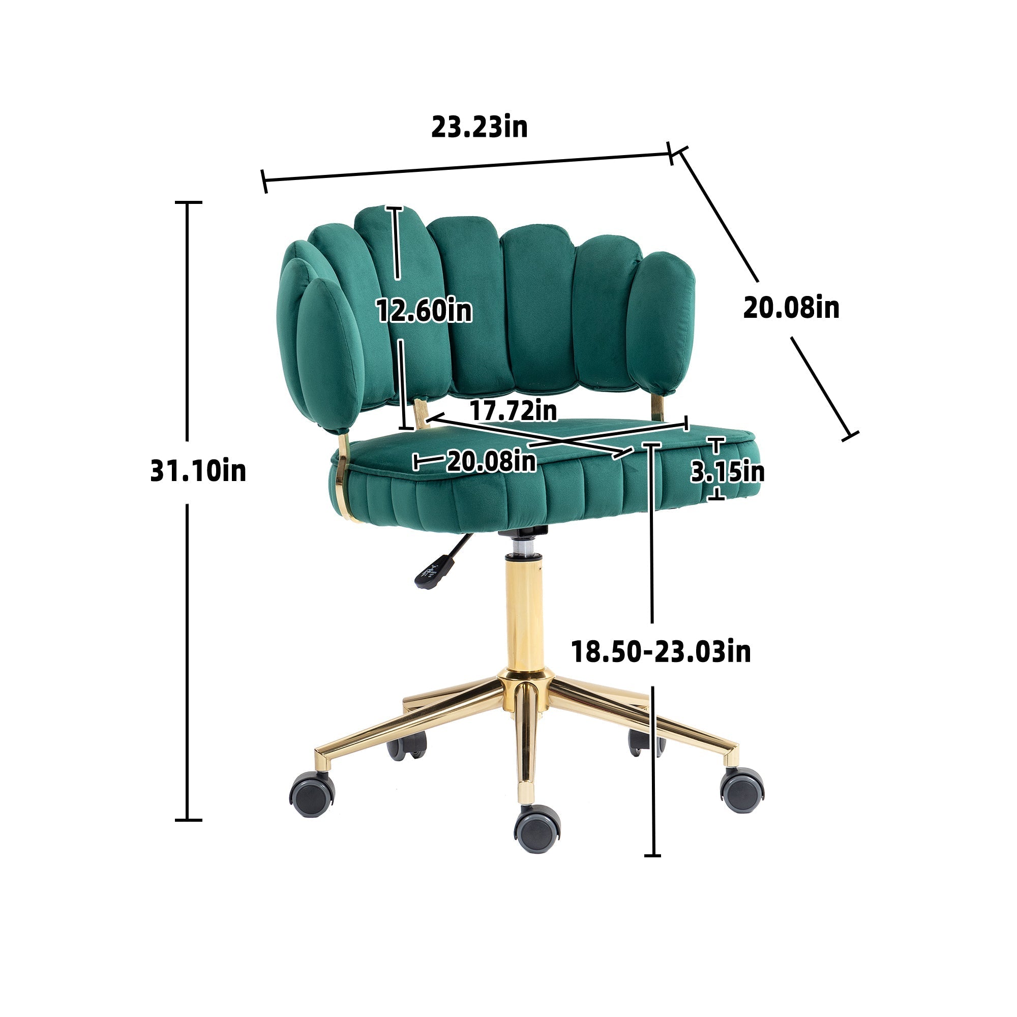 Modern Velvet Home Office Desk Chair with Adjustable Height and Swivel Wheels