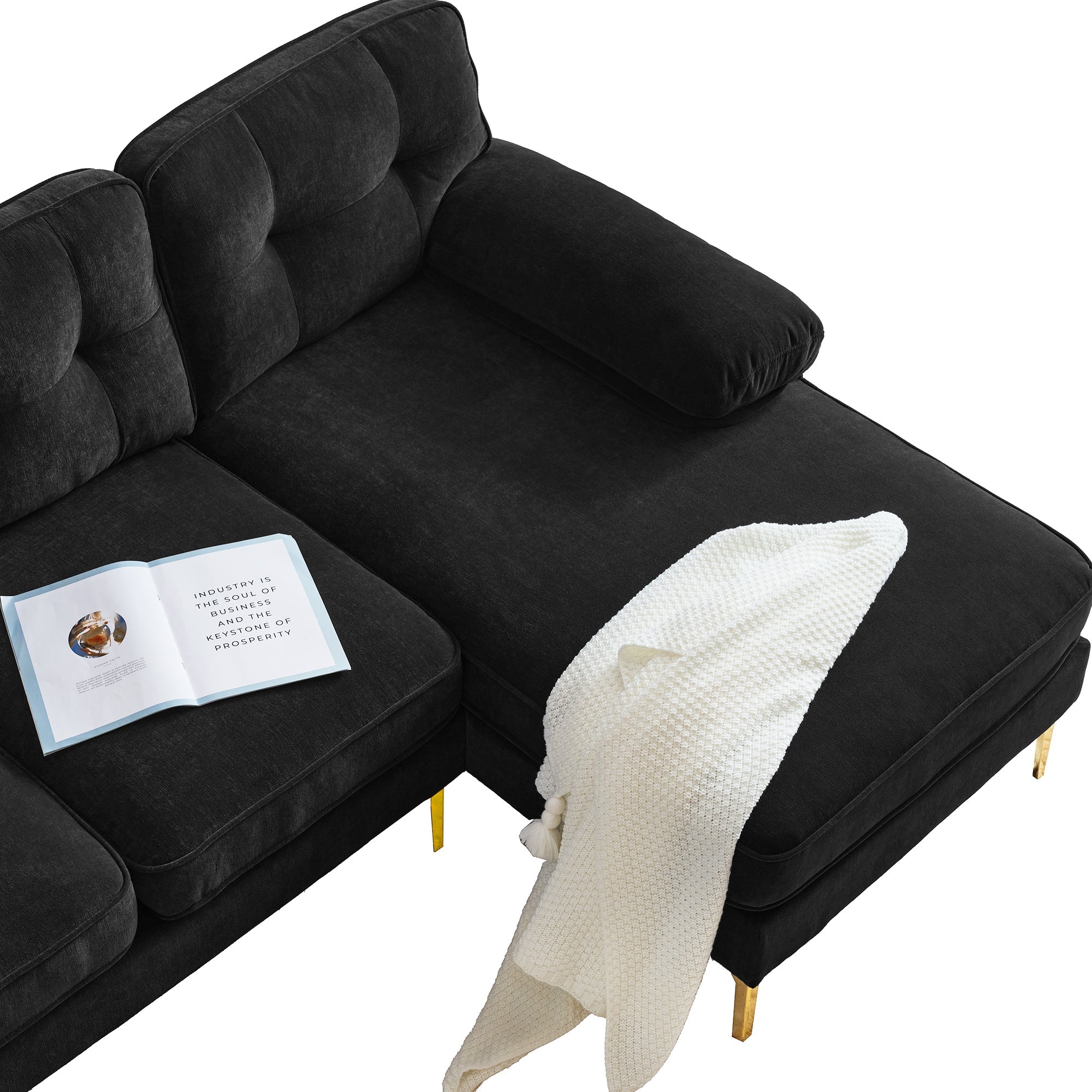 Modern Tufted Velvet L-Shape Sofa