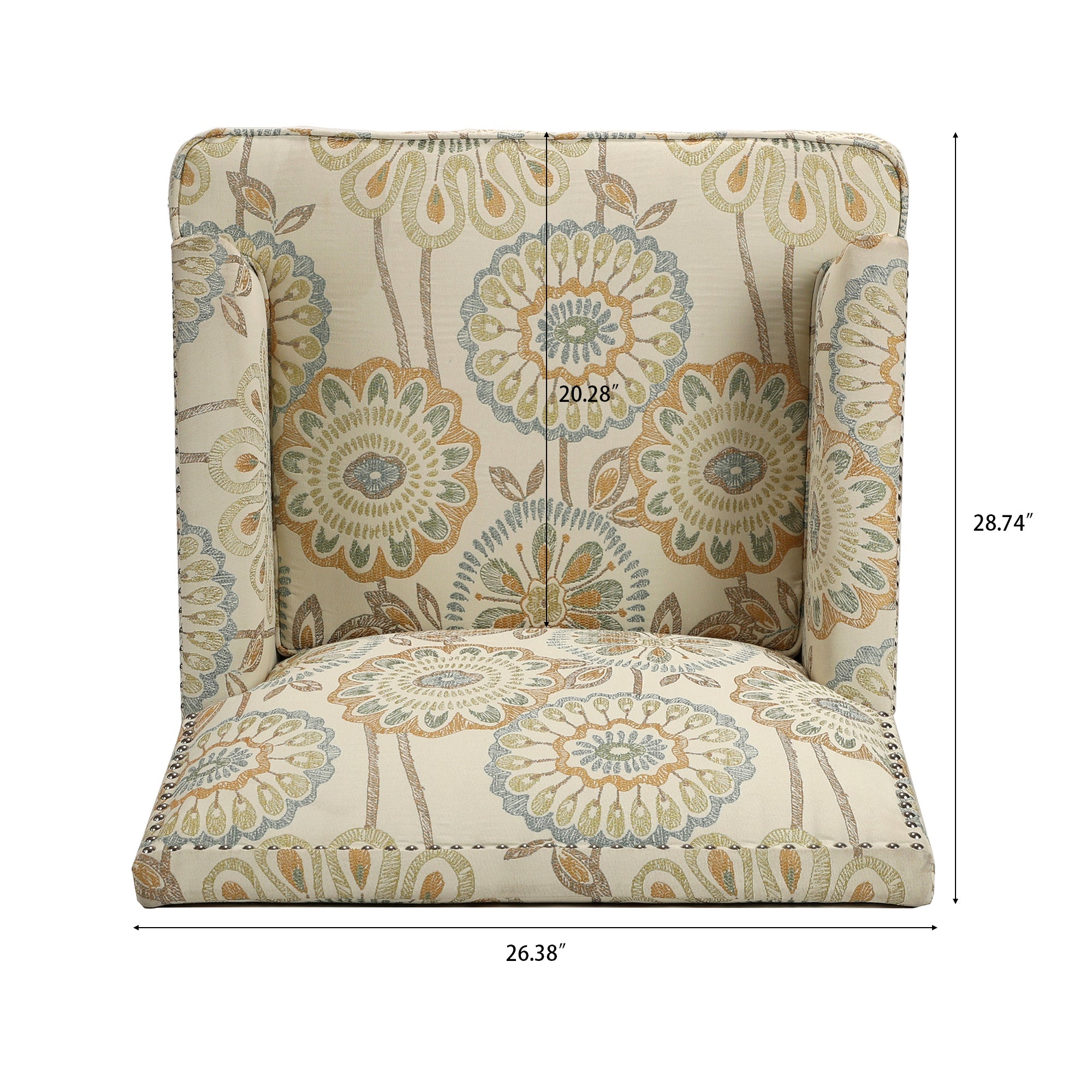 Golden Floral Nailhead Trim Accent Chair