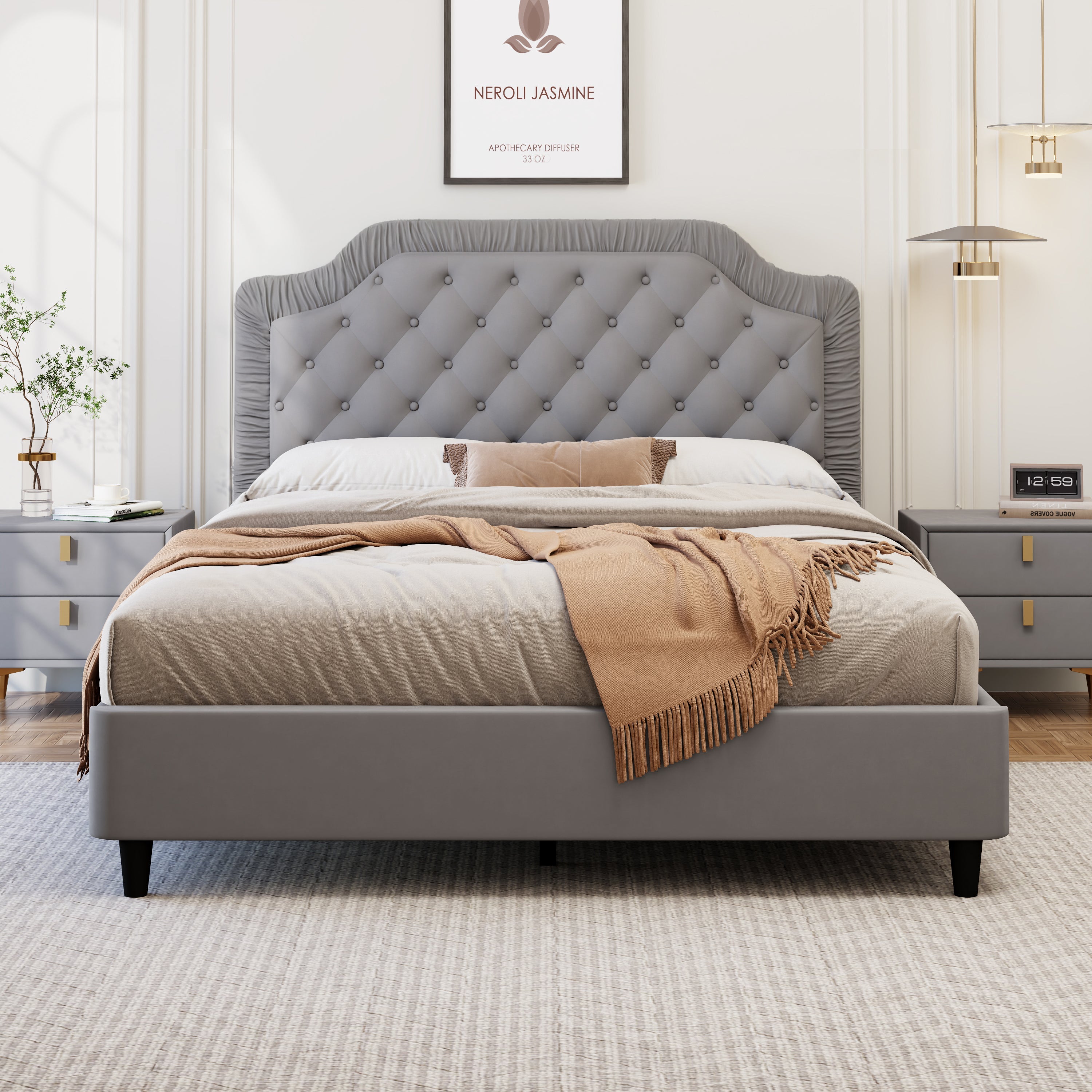 Button Tufted Headboard Bed