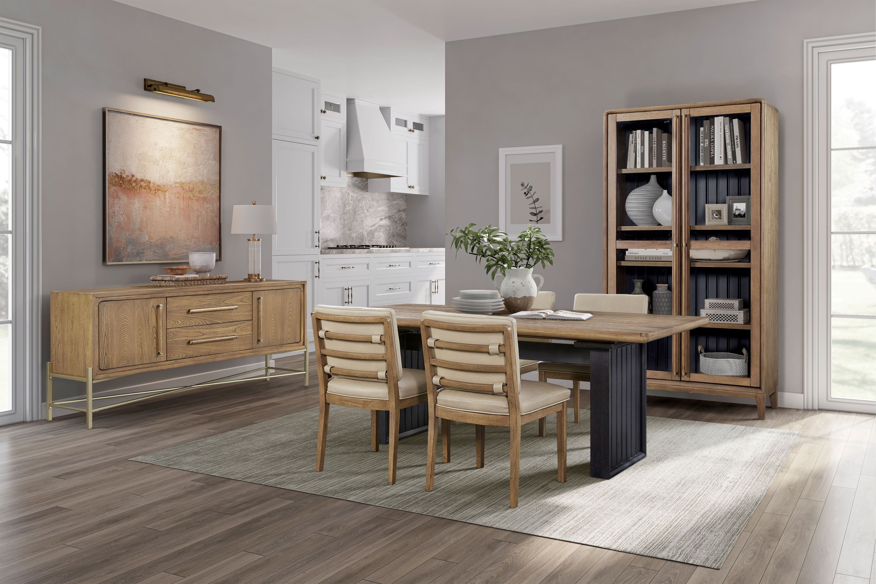 Double Pedestal Table In Latte Finish