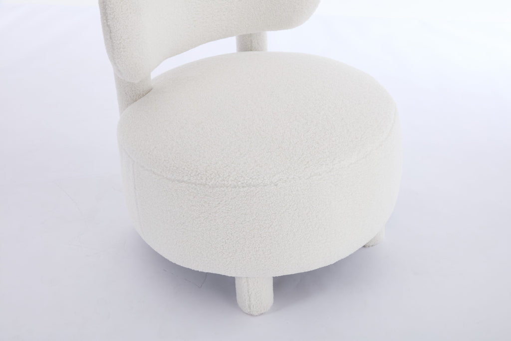 Armless Accent Chair with Curved Backrest and Solid Wooden Legs