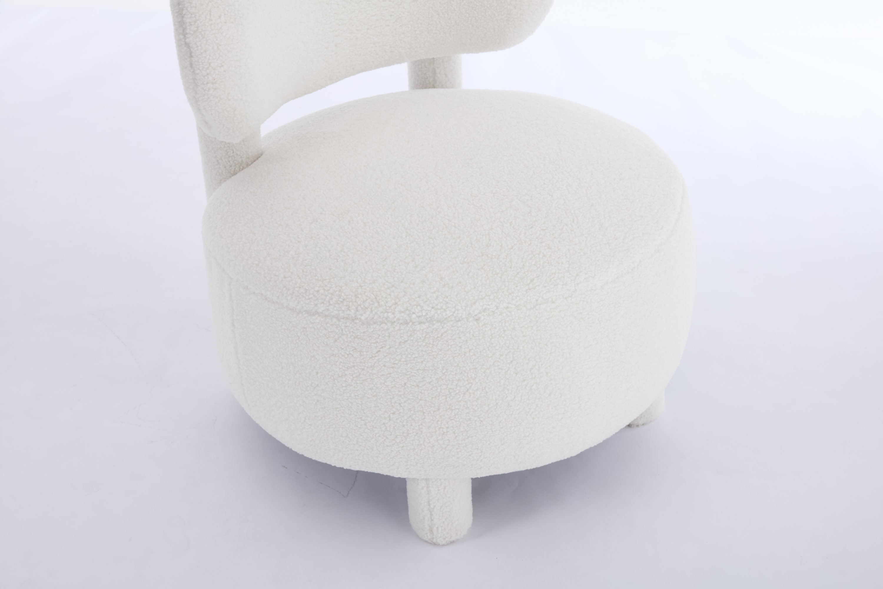 Armless Accent Chair with Curved Backrest and Solid Wooden Legs