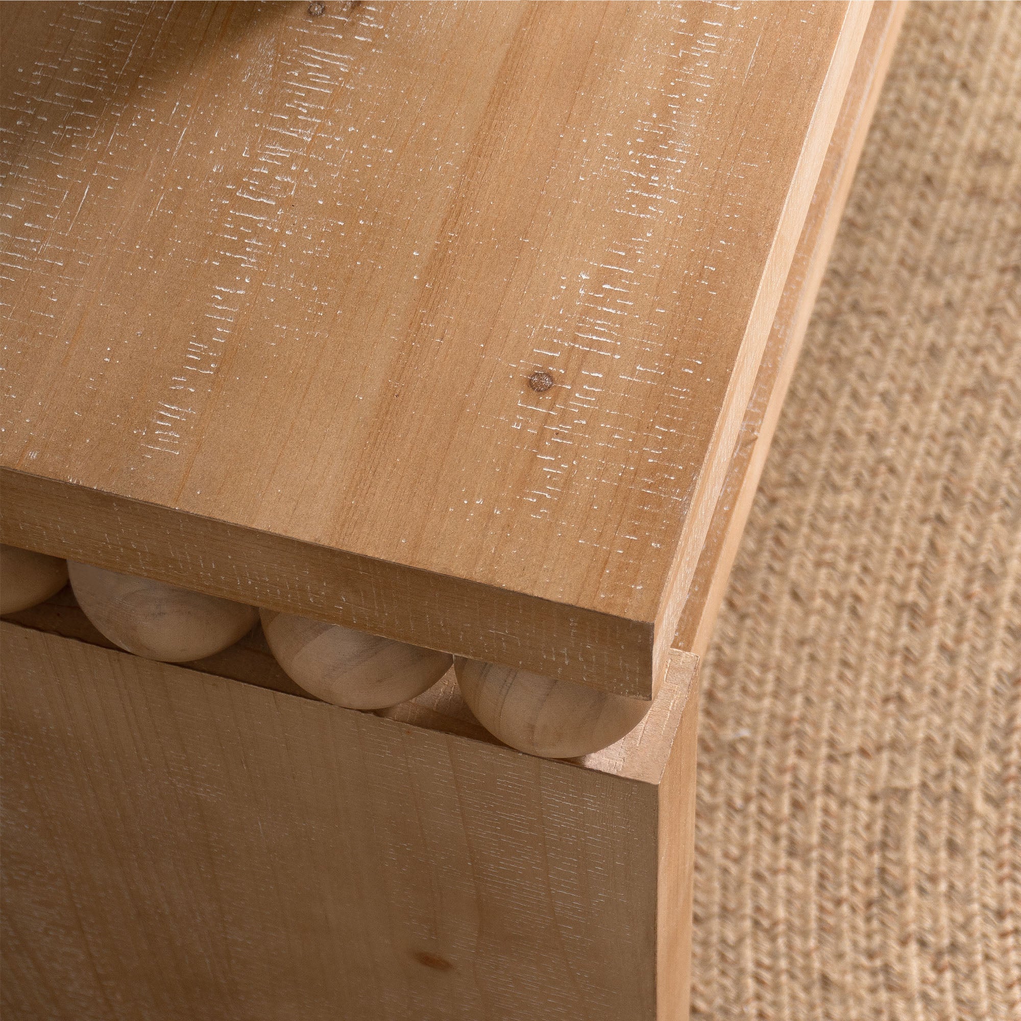 Modern Rustic Console Table with Shelf & Decorative Bead Detail