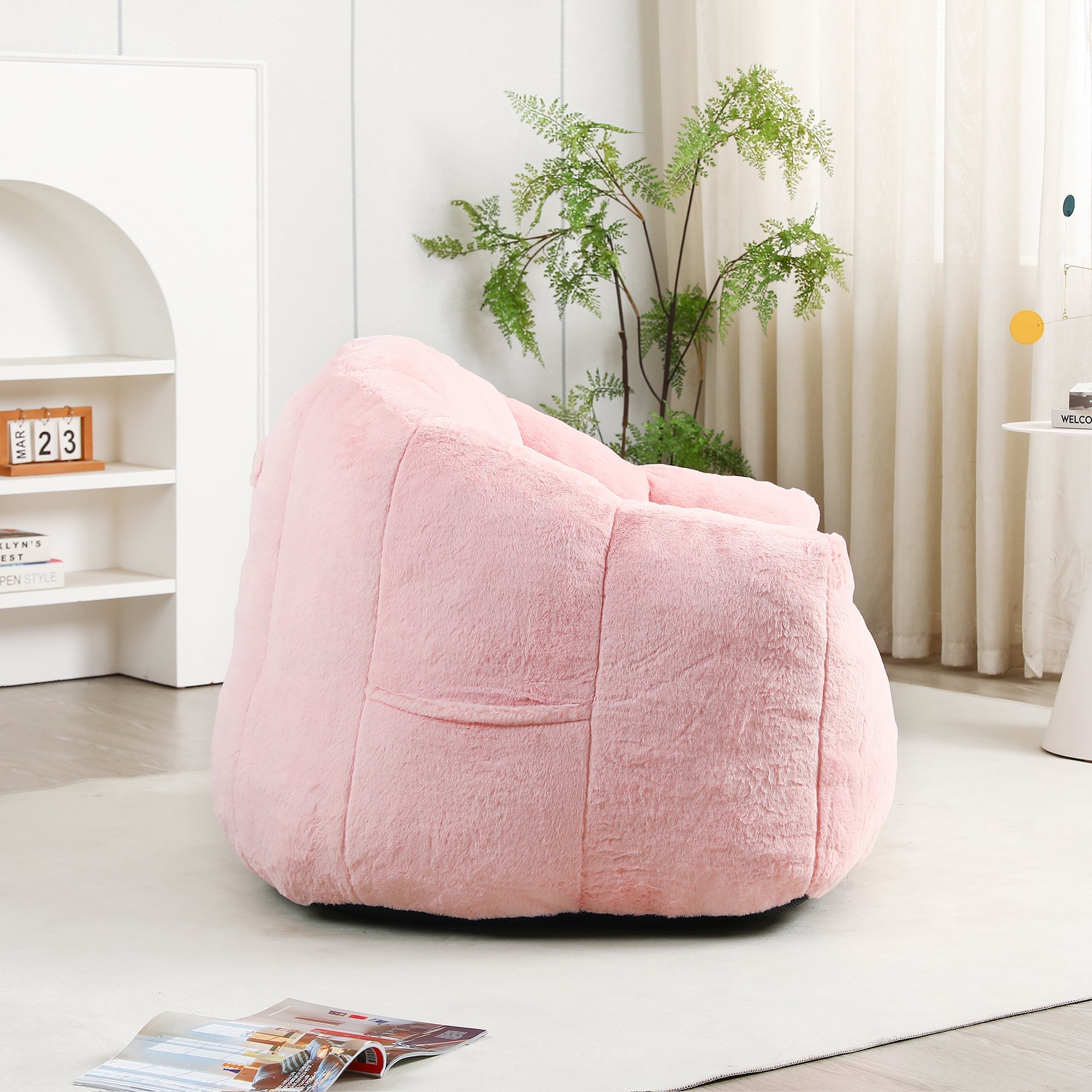 Beanbag Sofa Chair with Armrests Stuffed with High-Density Foam