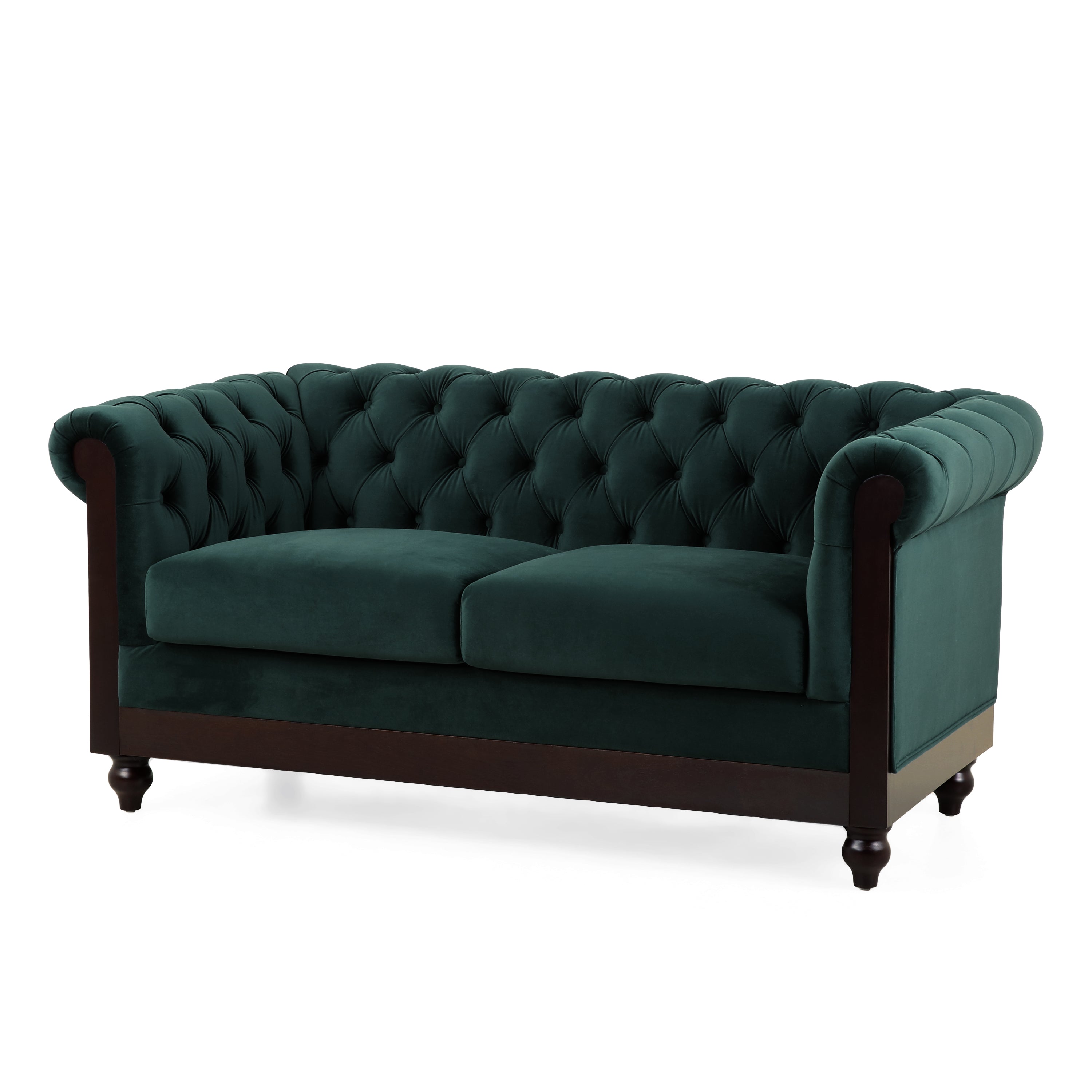 Velvet Rolled Arm Chesterfield Loveseat