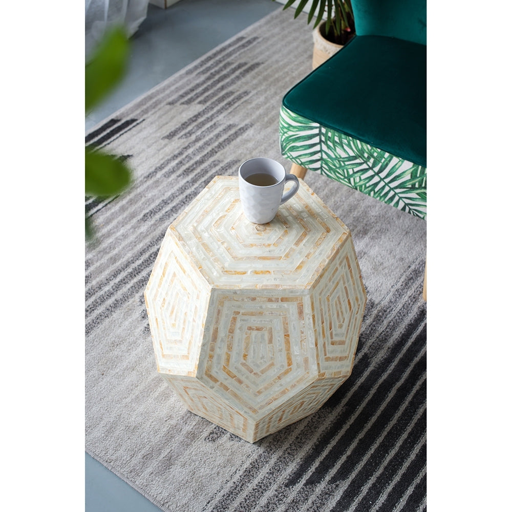 Hexagonal Capiz Side Table