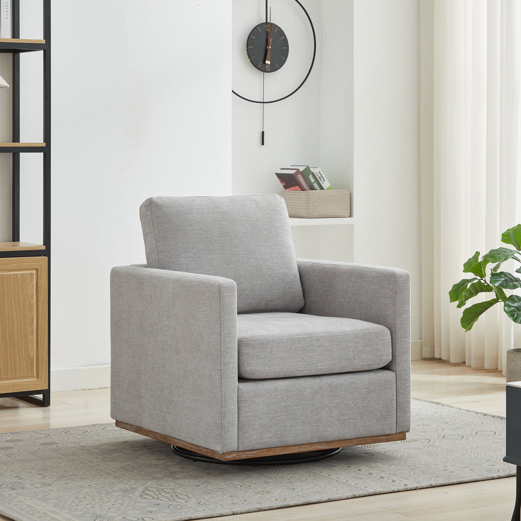 Modern Square Upholstered Swivel Accent Chair