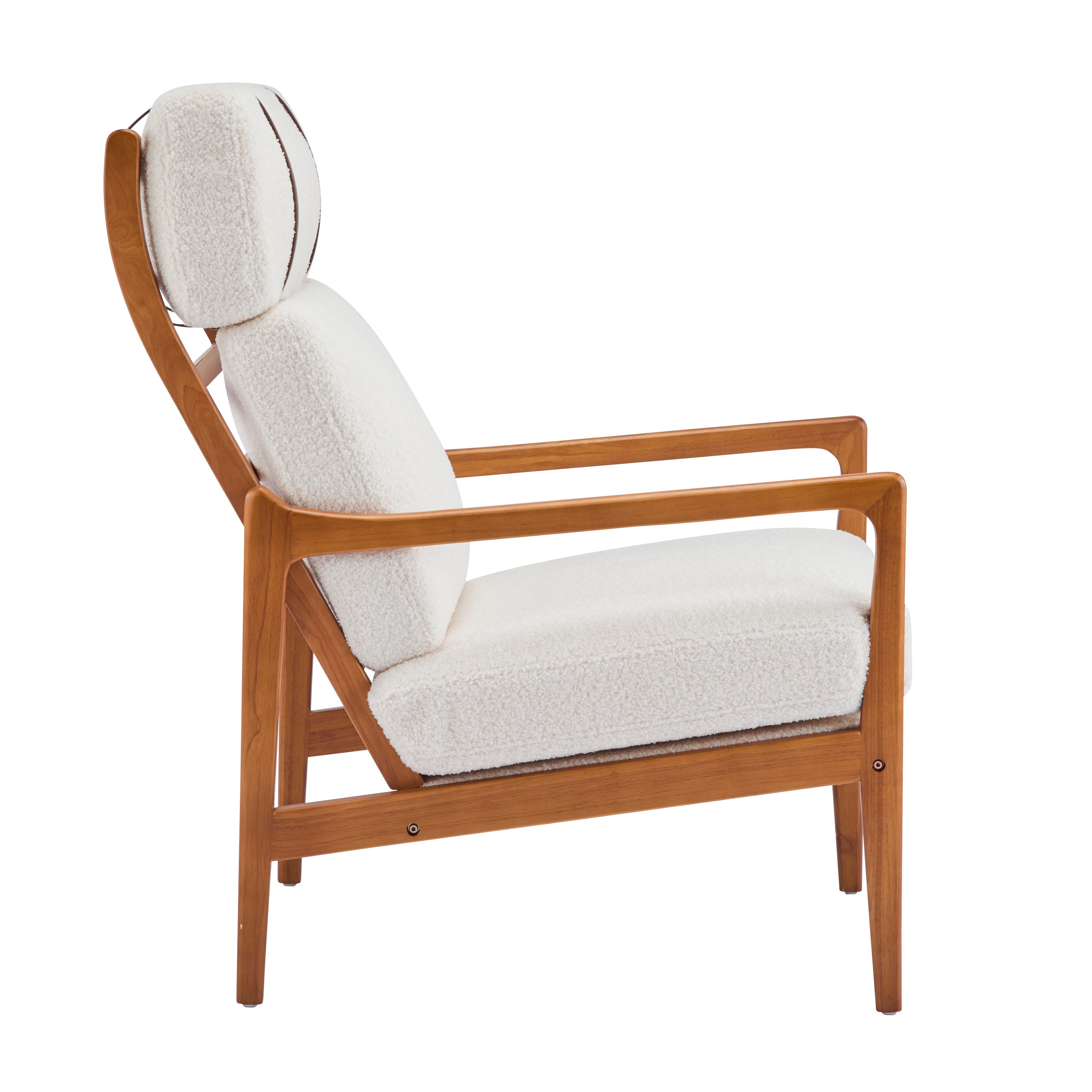 Birchmere Mid Century Modern Accent Armchair, Solid Wood Frame with High Back & Upholstered Cushions