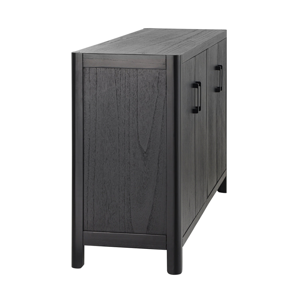 Farmhouse Style 4-Door Cabinet with Natural Distressed Finish
