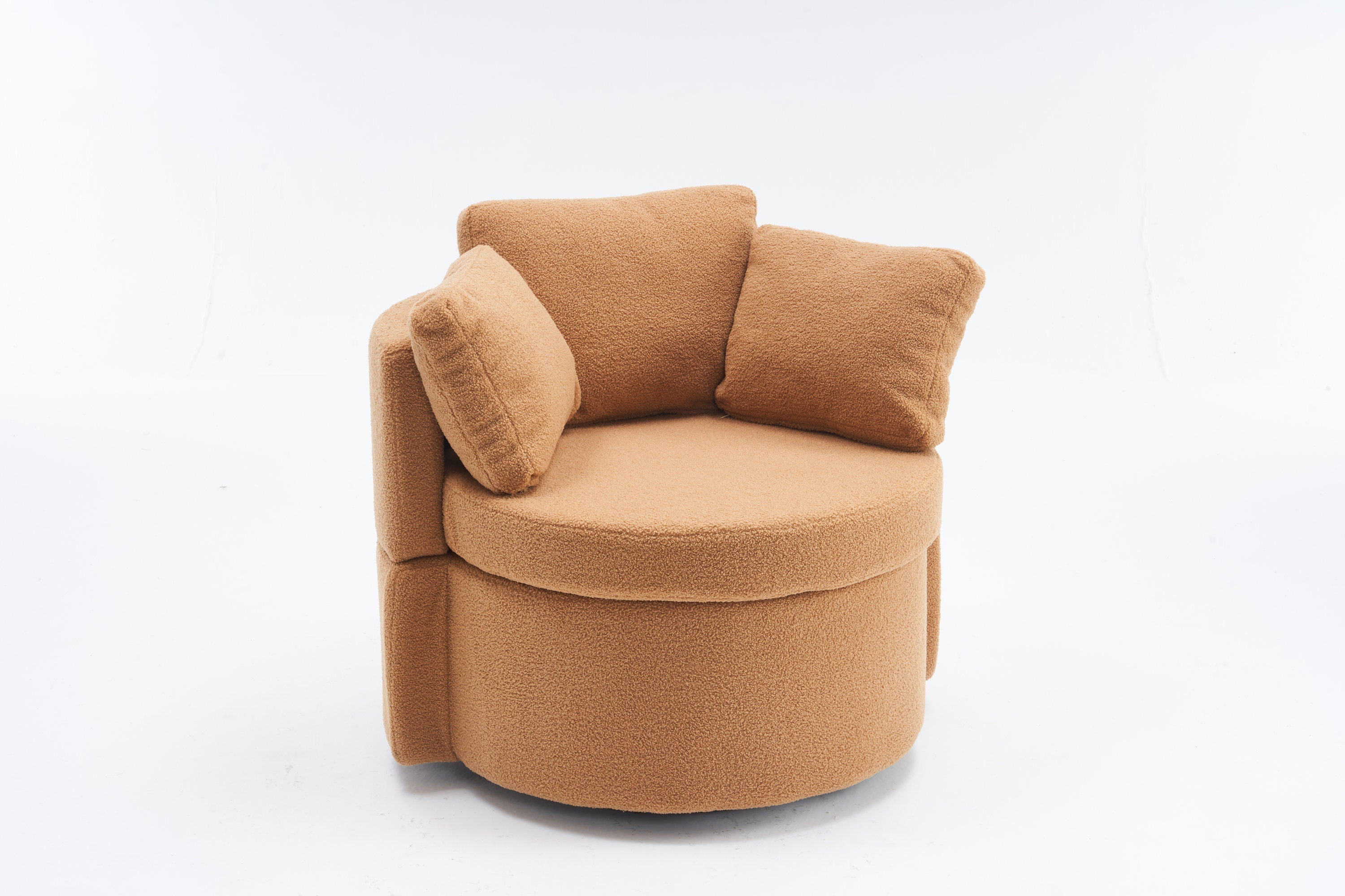 Teddy Fabric Swivel And Storage Chair With Back Cushion