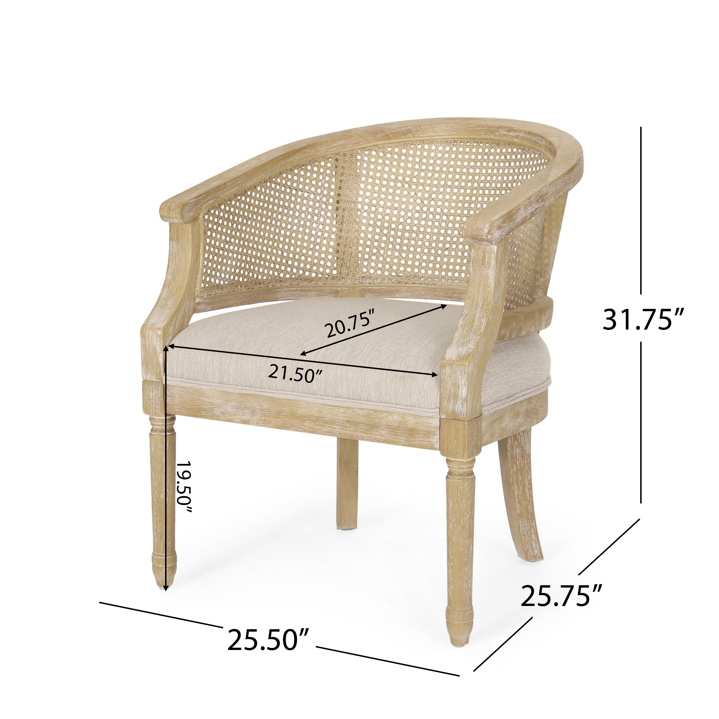 Accent Chair Rubber Wood Beige Natural