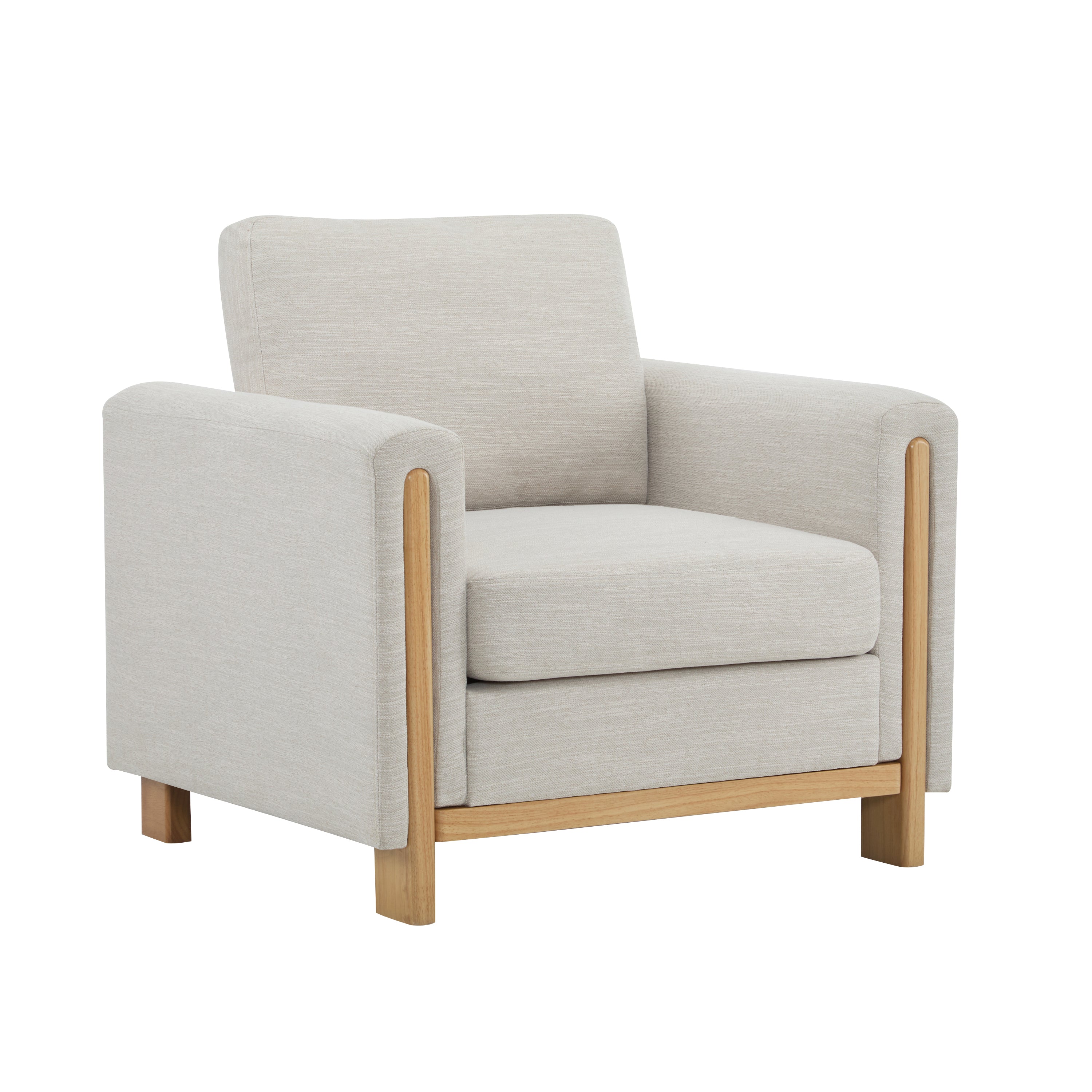 Harmonia Fabric Upholstered Accent Chair with Wood Accent