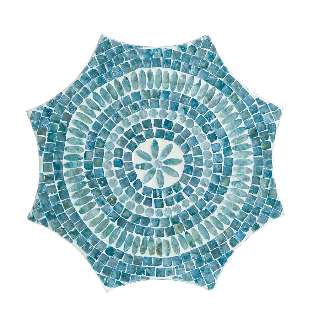Blue Scalloped Capiz Side Table
