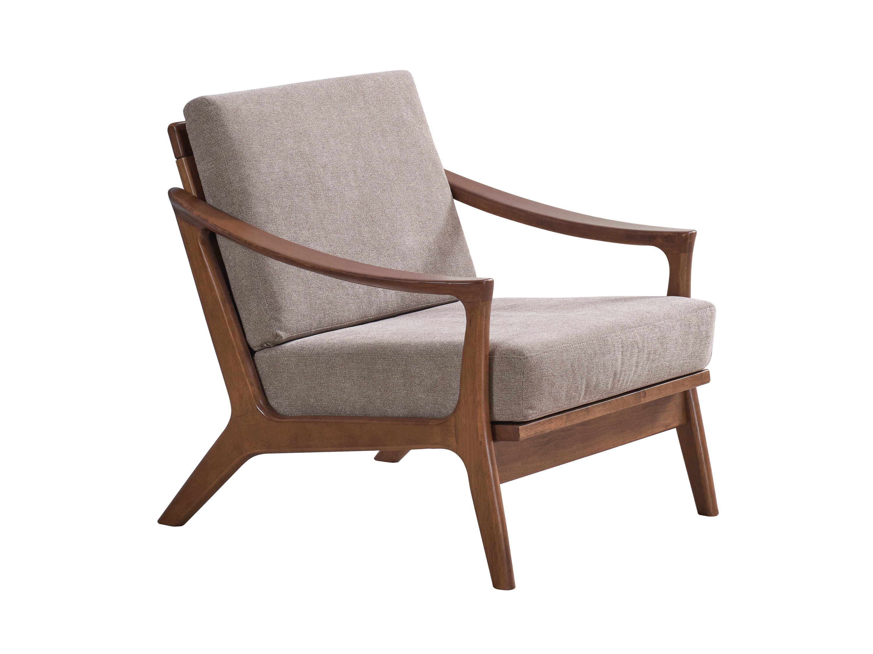 Lide Light Brown Fabric & Brown Finish Accent Chair