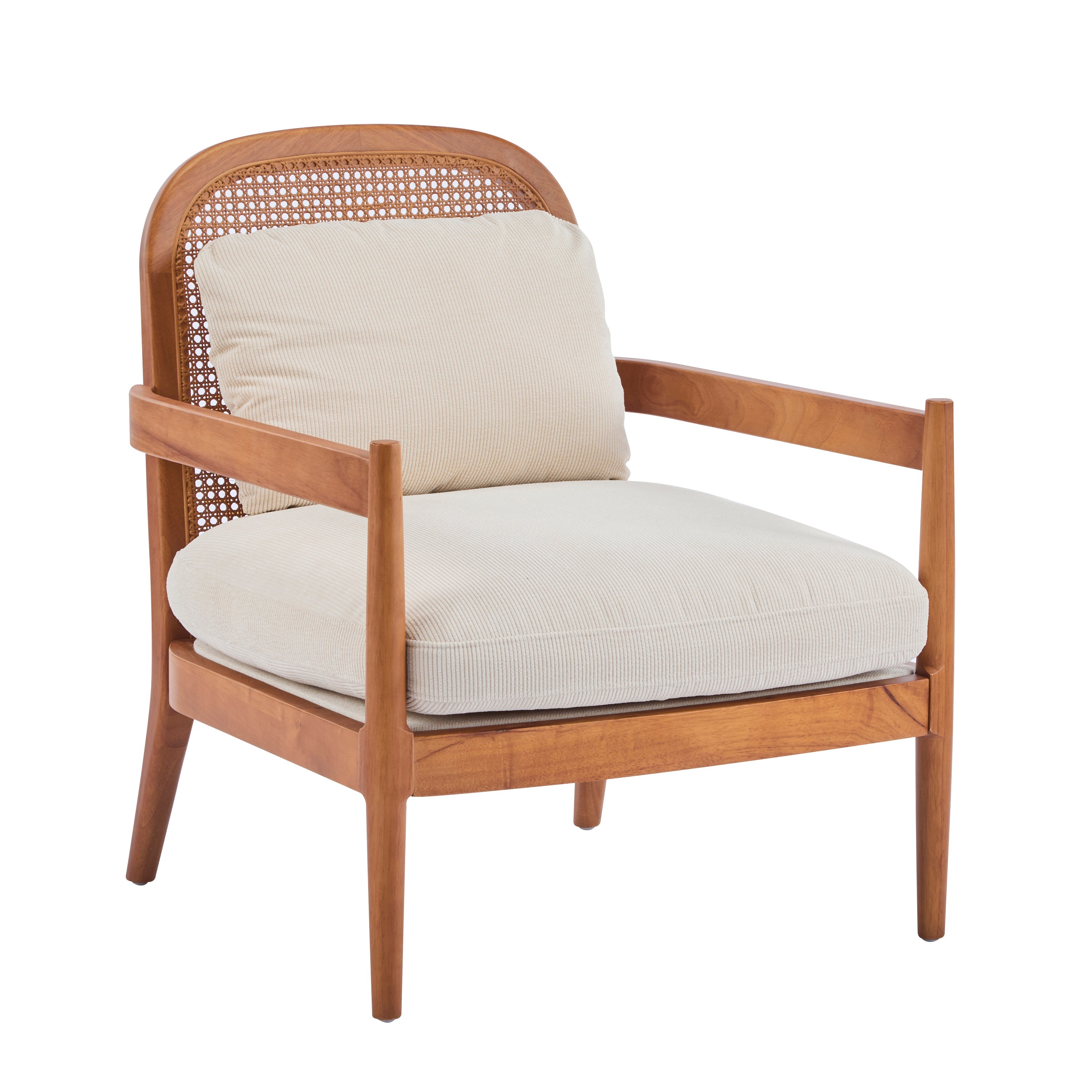 Elliston Rattan Backrest Solid Wood Accent Chair with Cushions, Set of 2