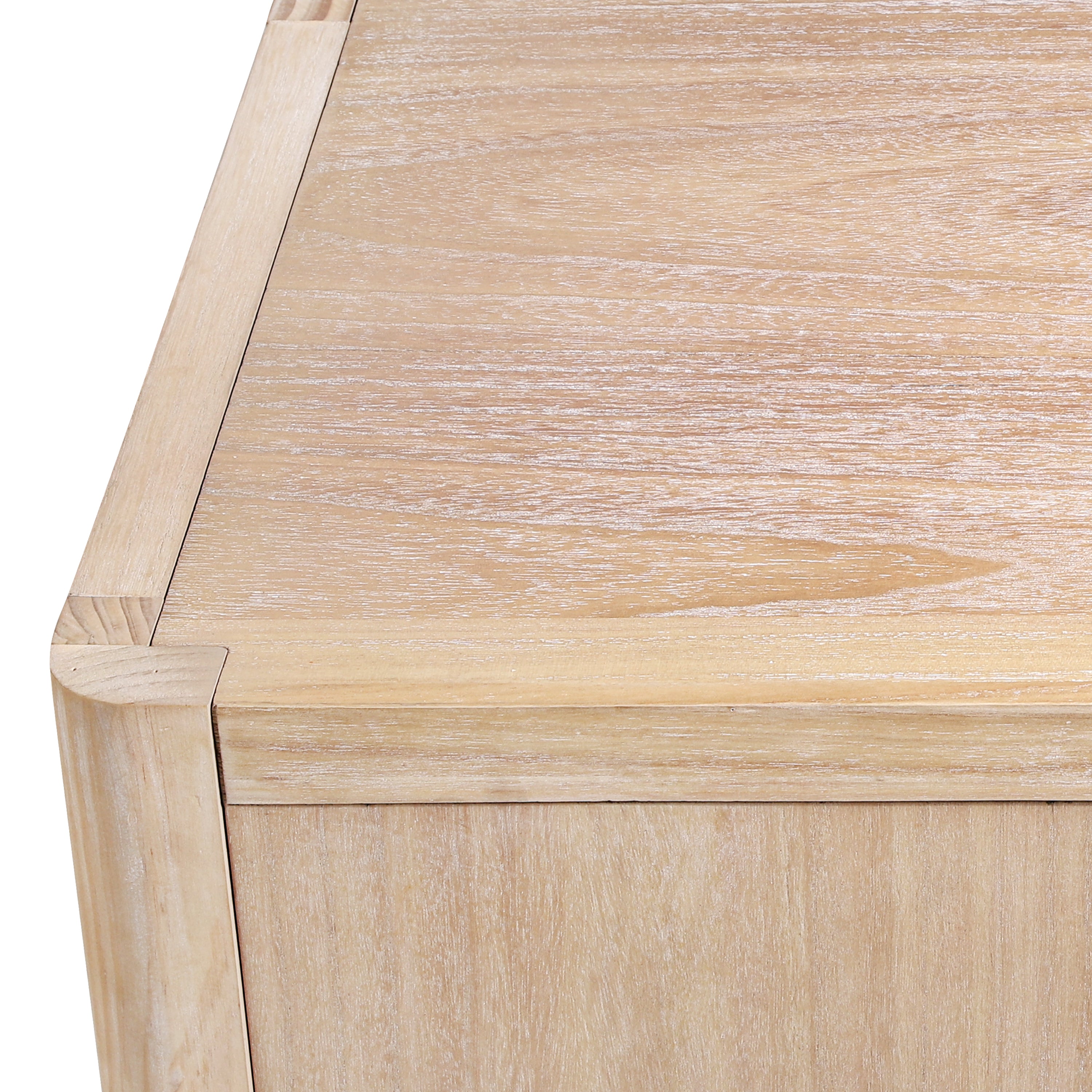 Farmhouse Style 4-Door Cabinet with Natural Distressed Finish