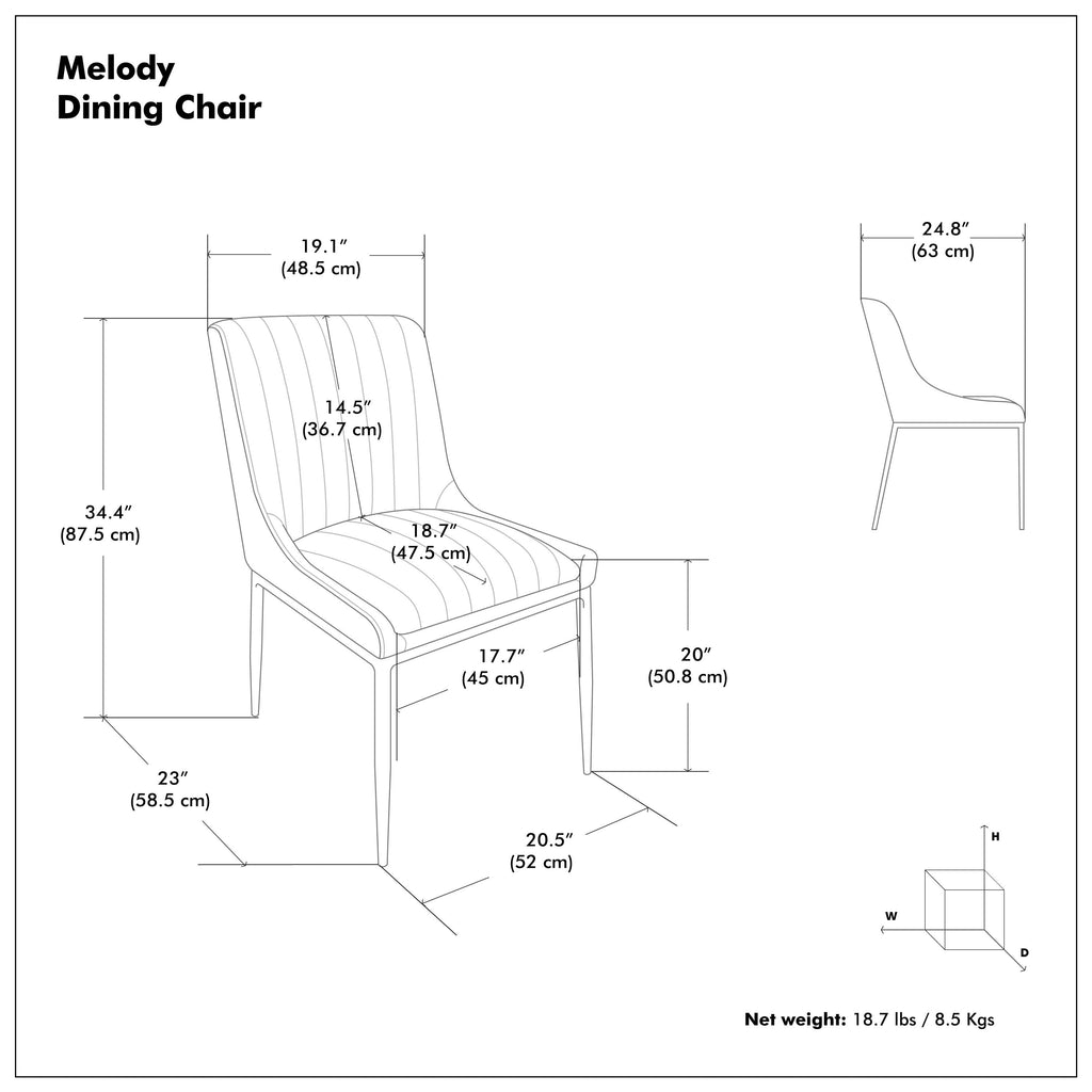 Melody Faux Leather Dining Chair, Set of 2