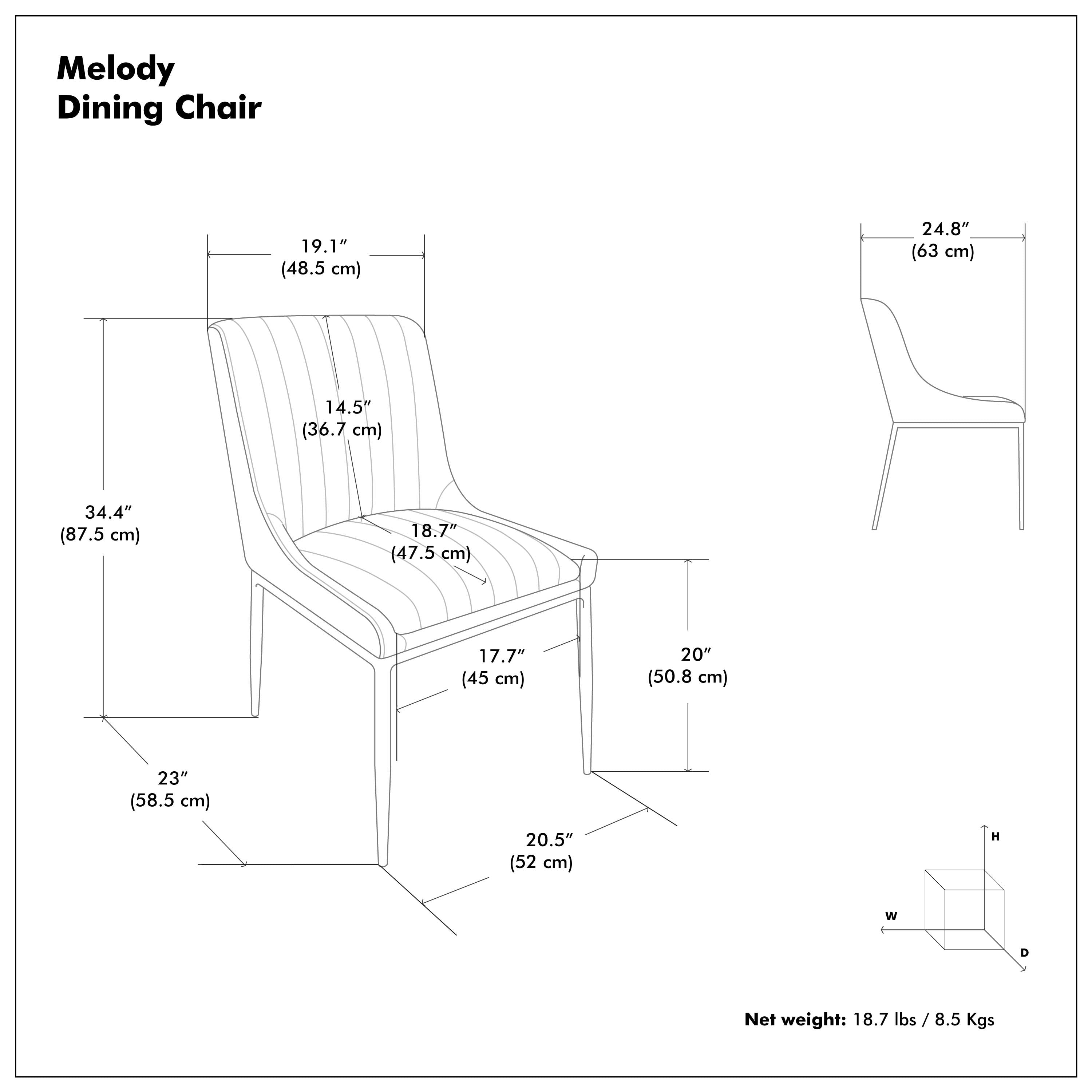 Melody Faux Leather Dining Chair, Set of 2