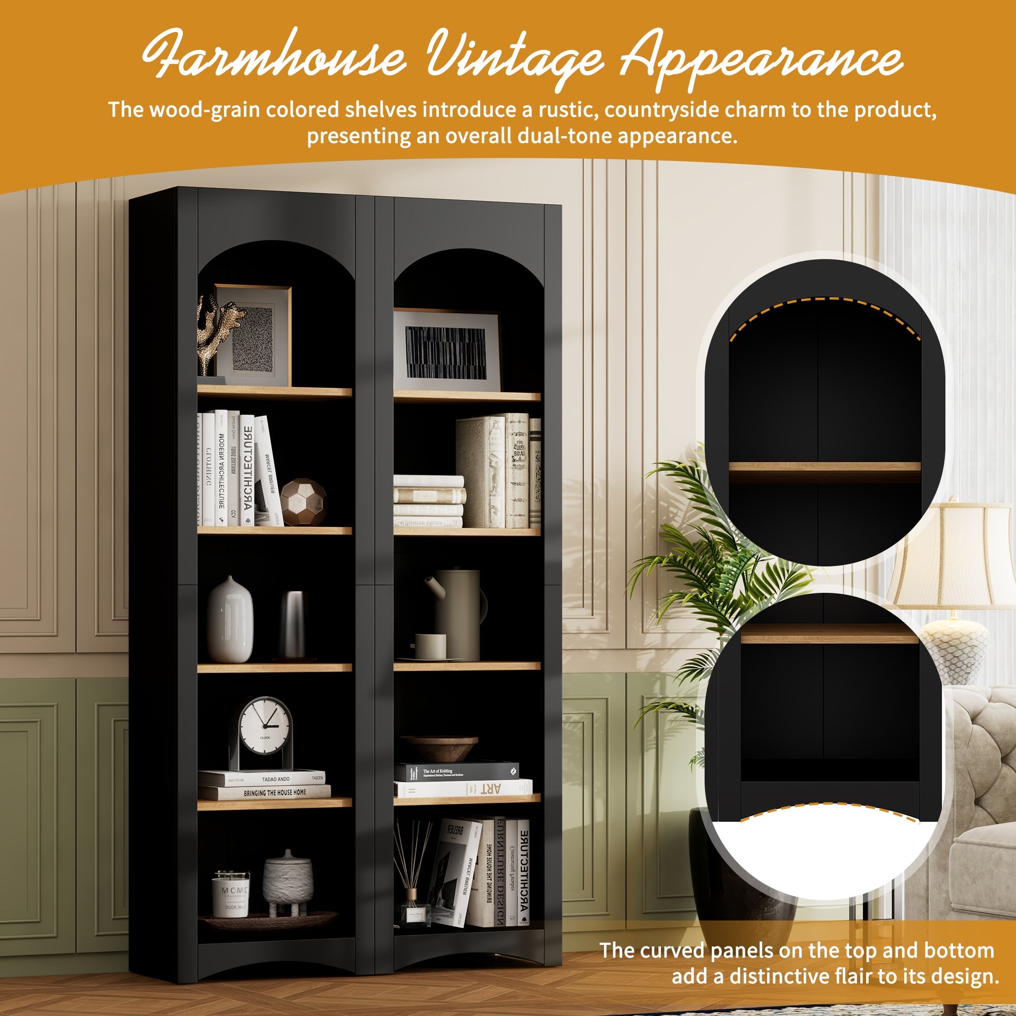 Farmhouse Two-Tone Storage Cabinet with Adjustable Shelves
