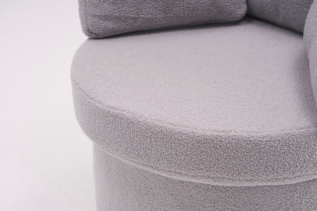 Teddy Fabric Swivel And Storage Chair With Back Cushion