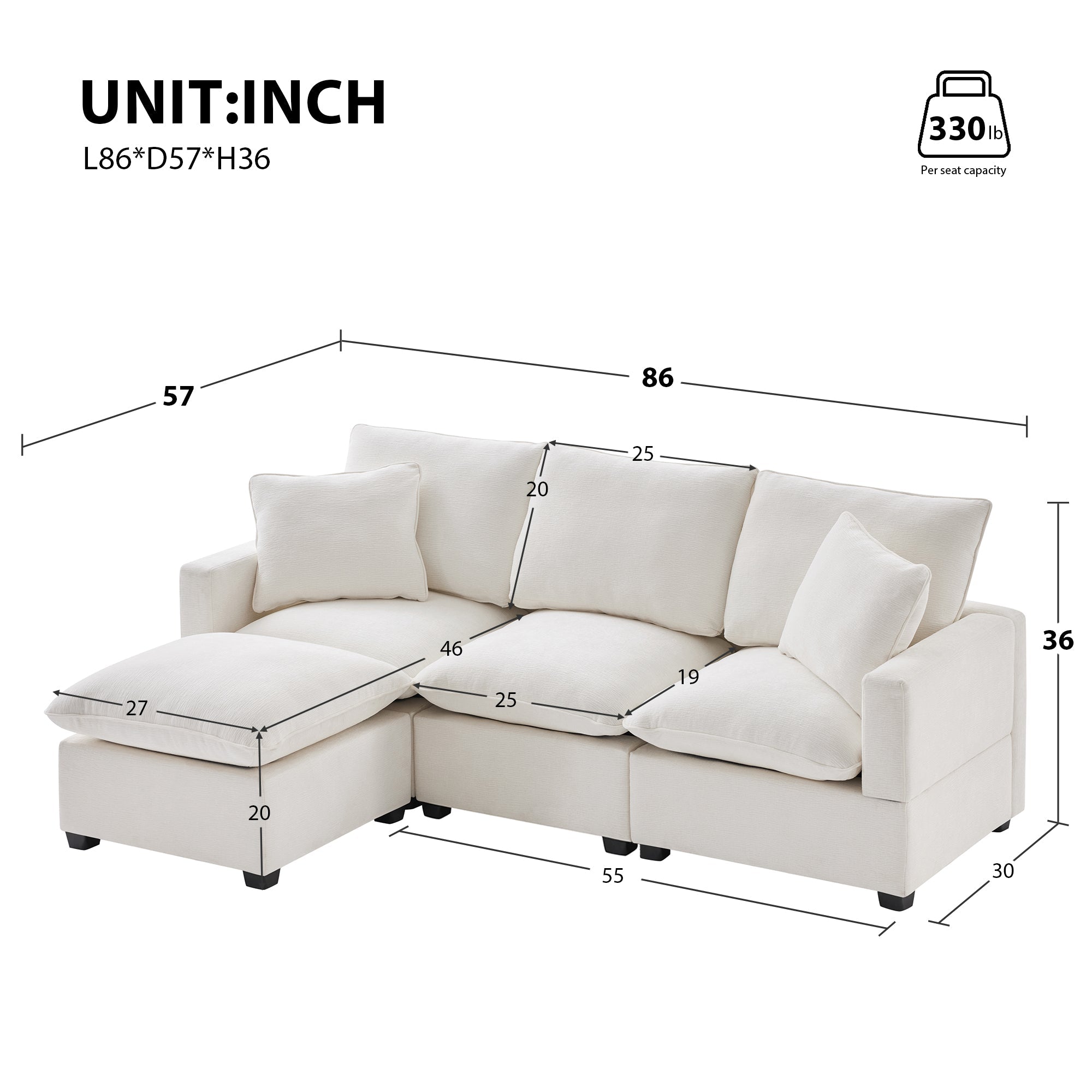 Chenille Modular L-Shape Sofa