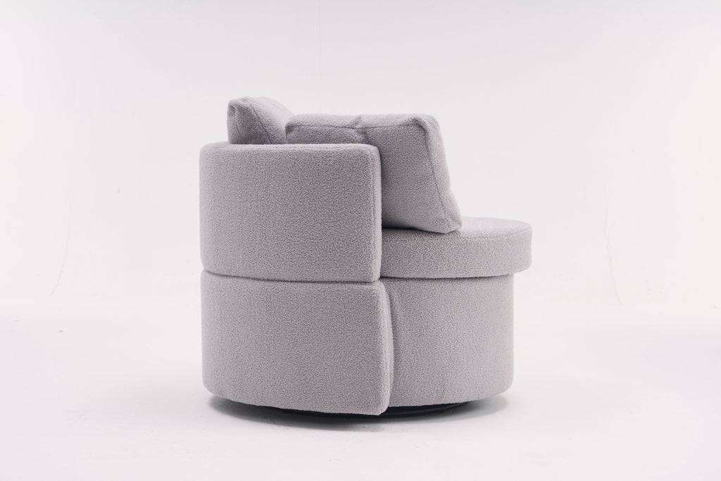 Teddy Fabric Swivel And Storage Chair With Back Cushion