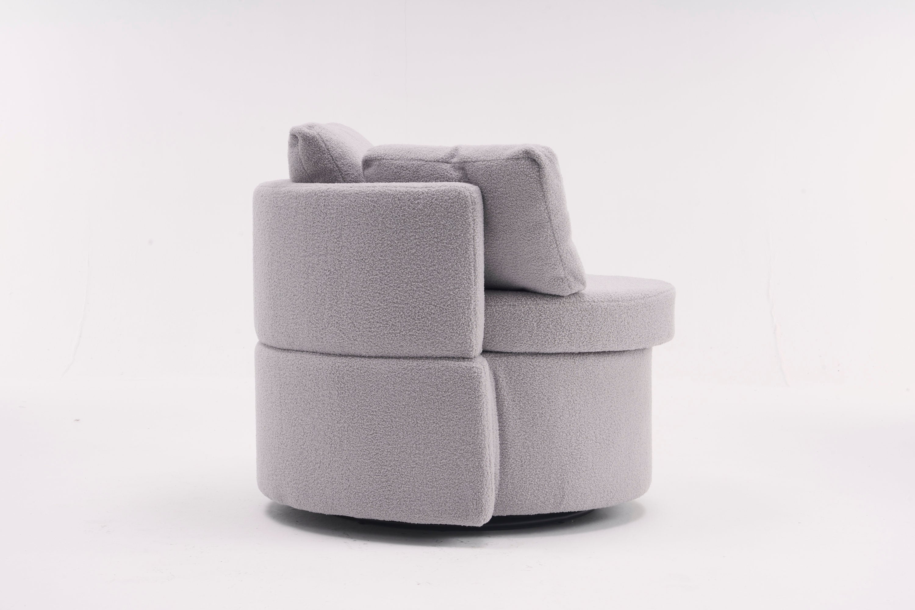 Teddy Fabric Swivel And Storage Chair With Back Cushion