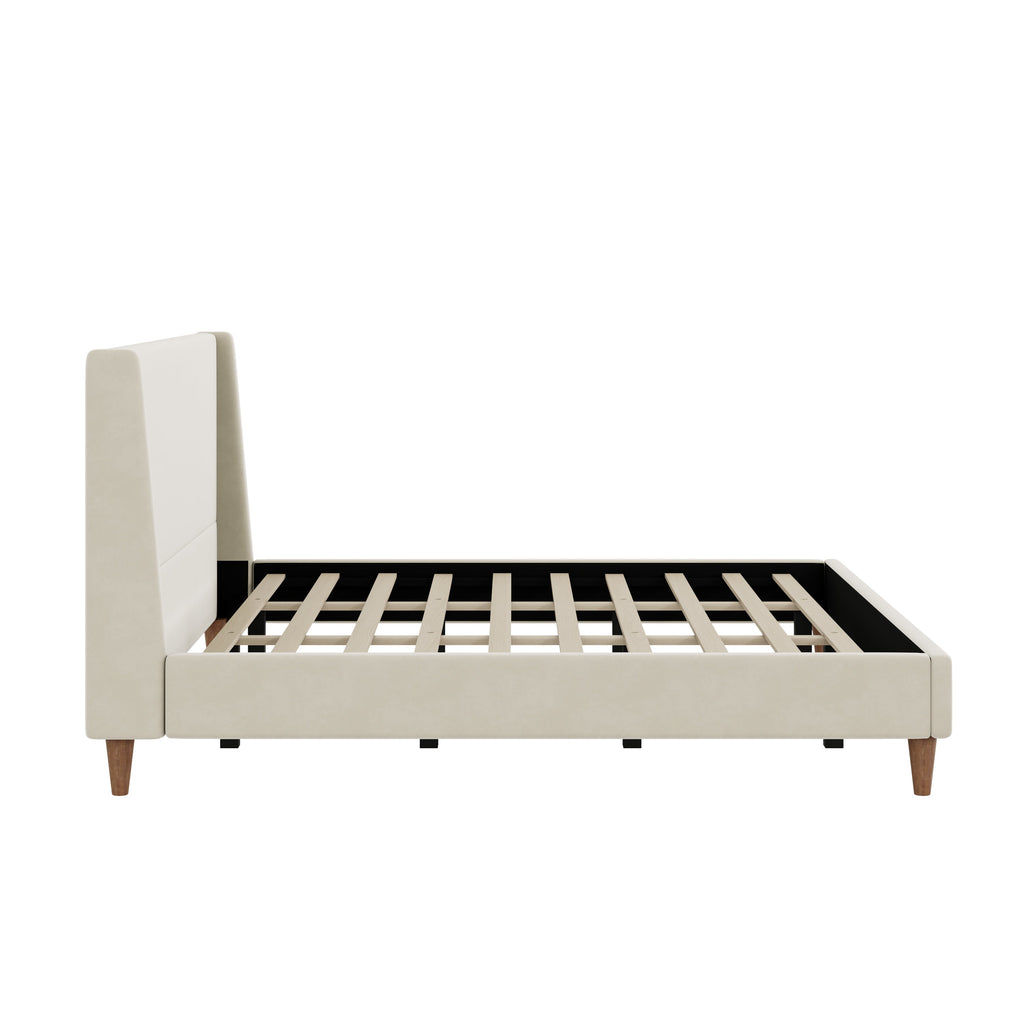 Wingback Velvet Upholstered Platform Bed