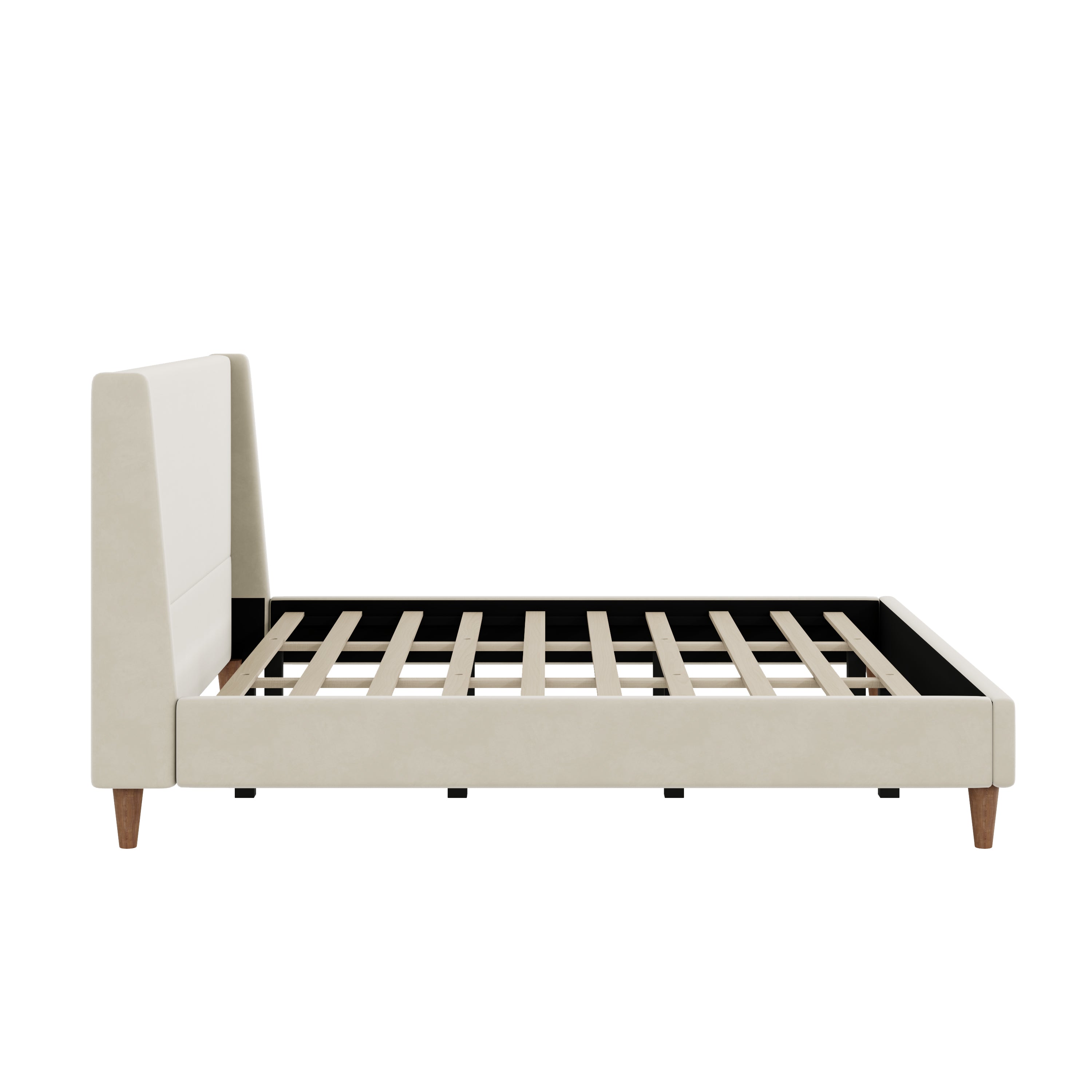 Wingback Velvet Upholstered Platform Bed