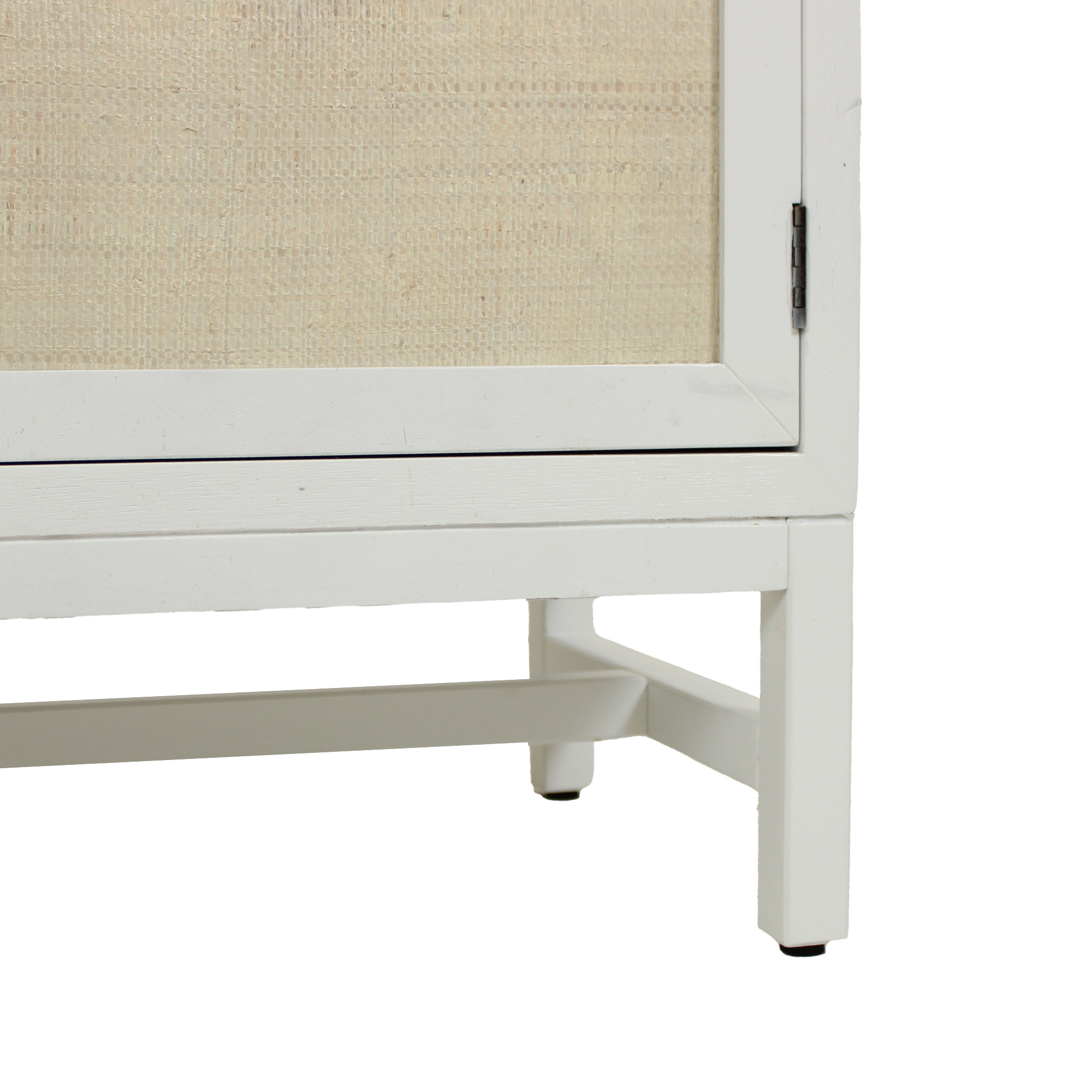 Raffia Paneled 2 Door Storage Cabinet, White